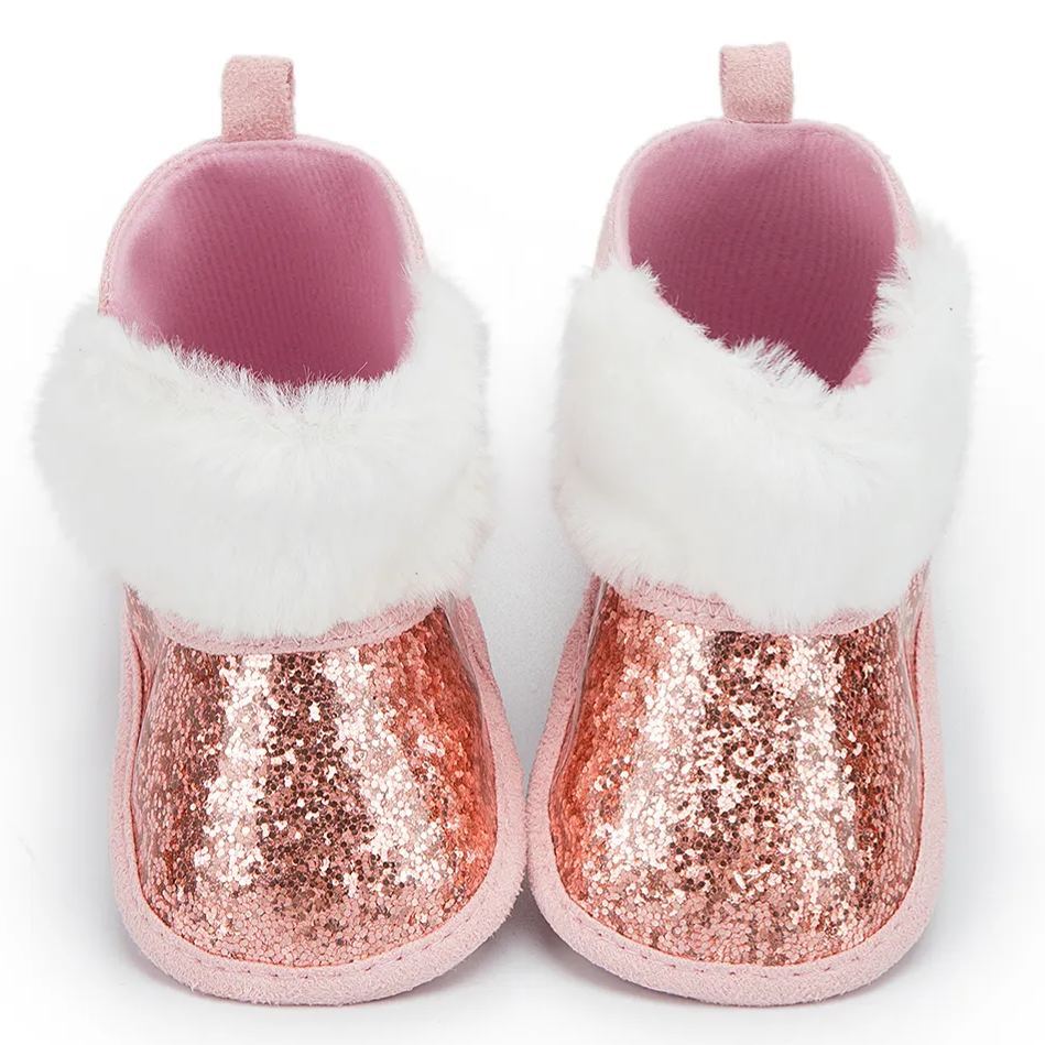 Winter Sequins Bling Warm Fur Walking Baby Girl Boots Wholesale-JZ Baby