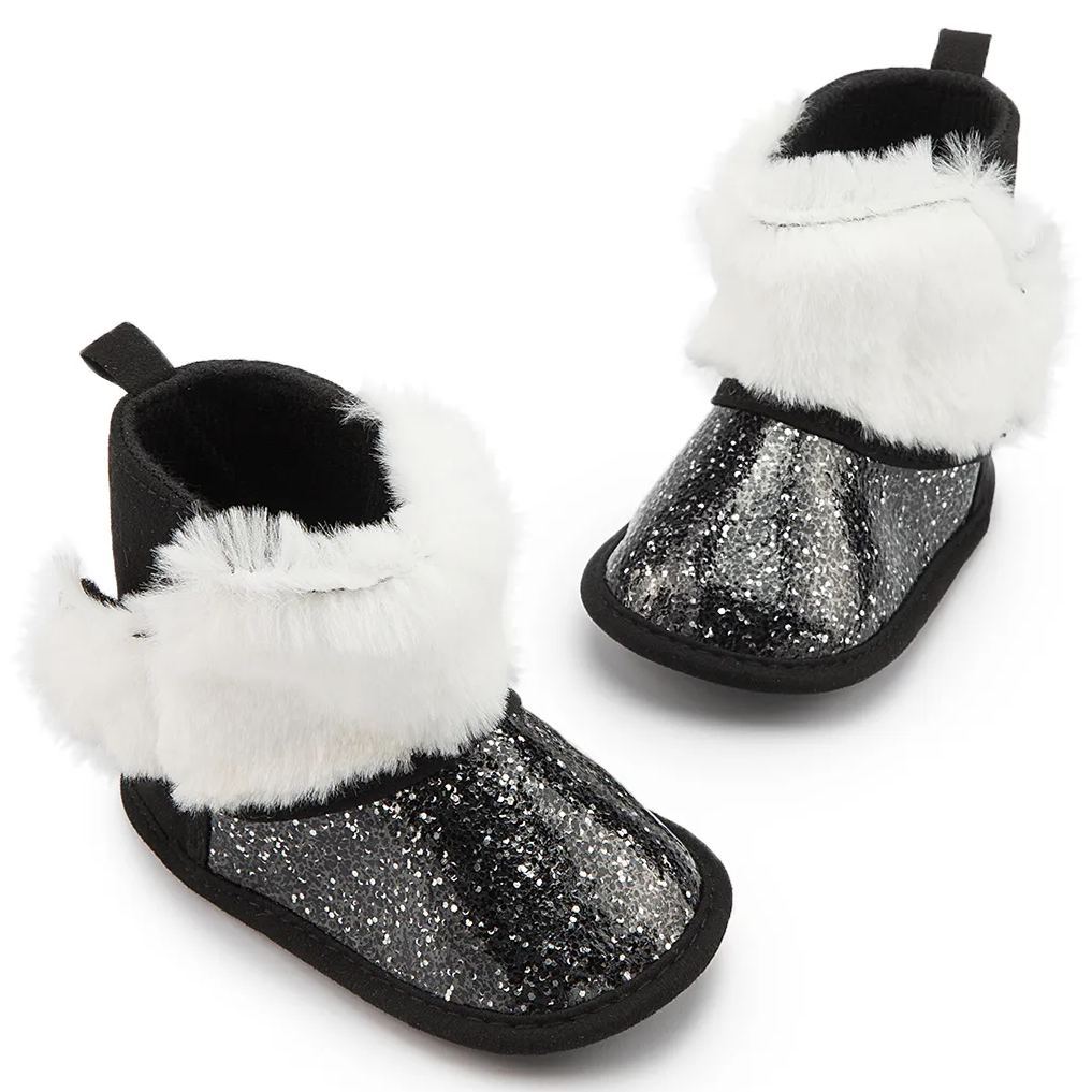 Winter Sequins Bling Warm Fur Walking Baby Girl Boots Wholesale-JZ Baby