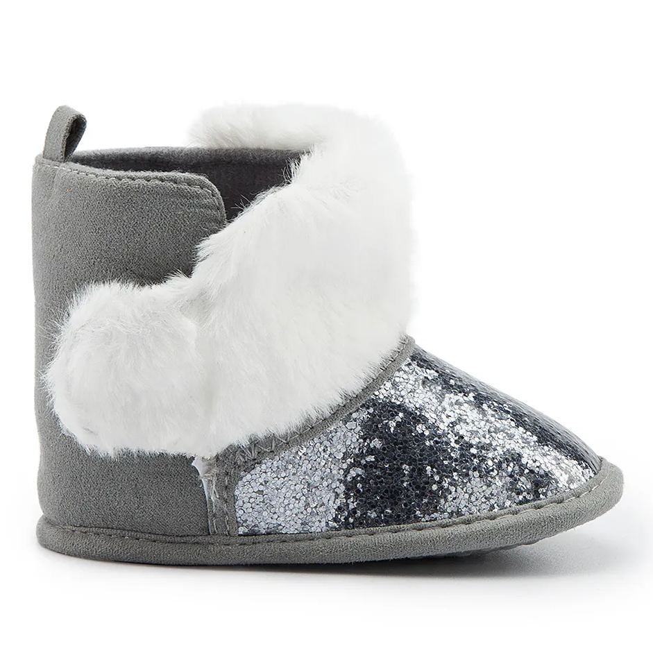 Winter Sequins Bling Warm Fur Walking Baby Girl Boots Wholesale-JZ Baby