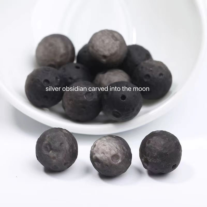 Silver Obsidian Bracelets with Sun or Moon Charms-likayjewel