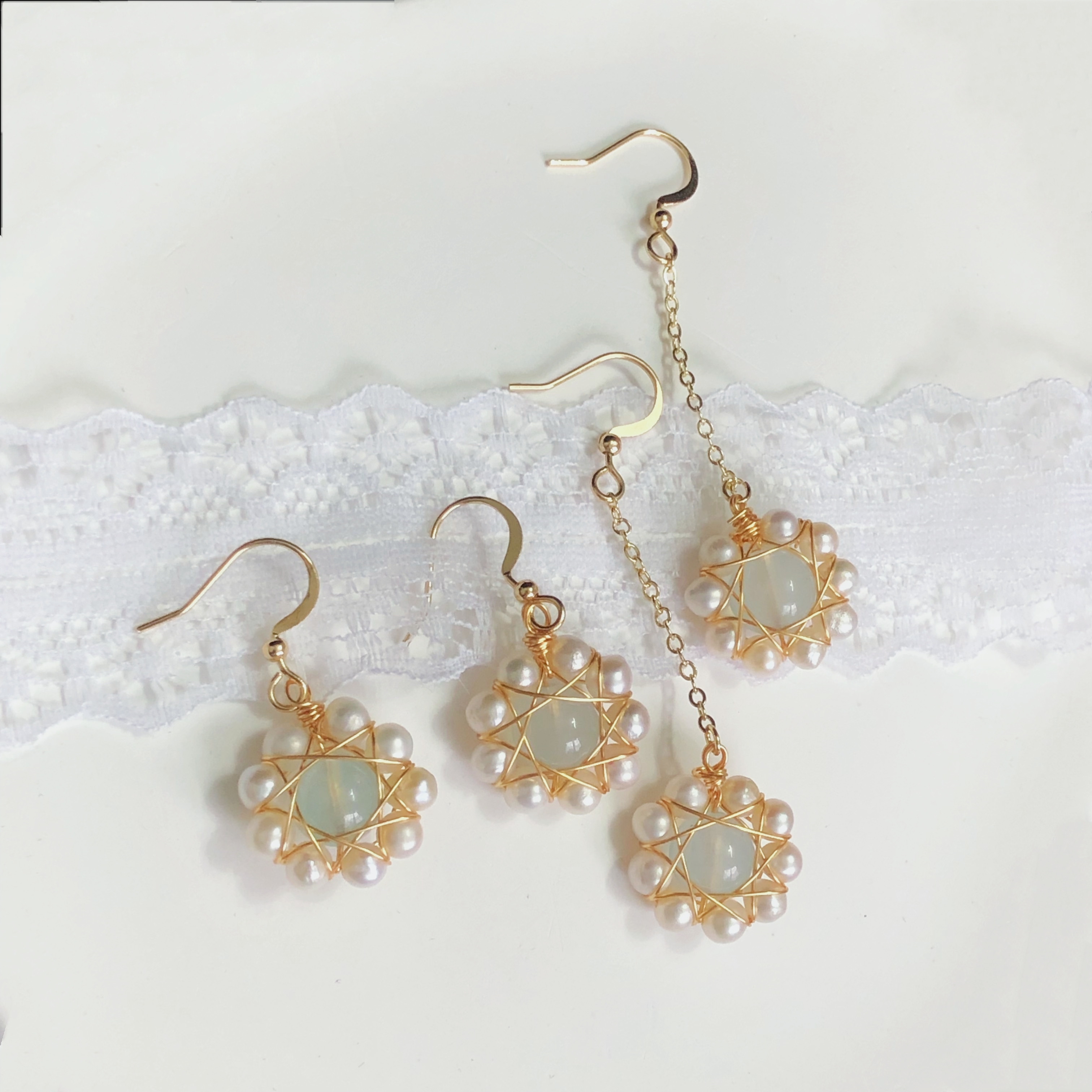 Aquamarine Flower Drop Earrings-likayjewel