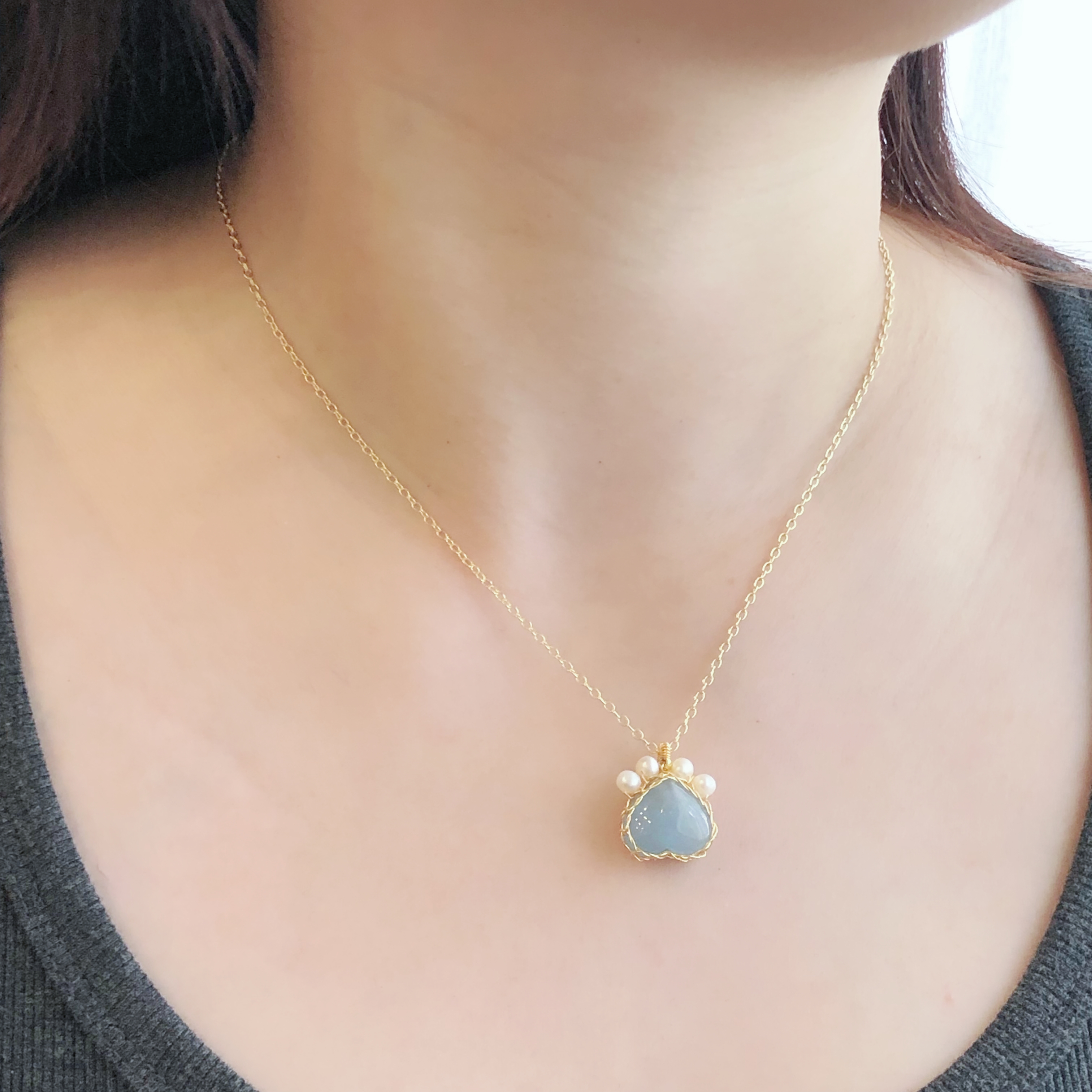 Aquamarine Cat Claw Necklace-likayjewel