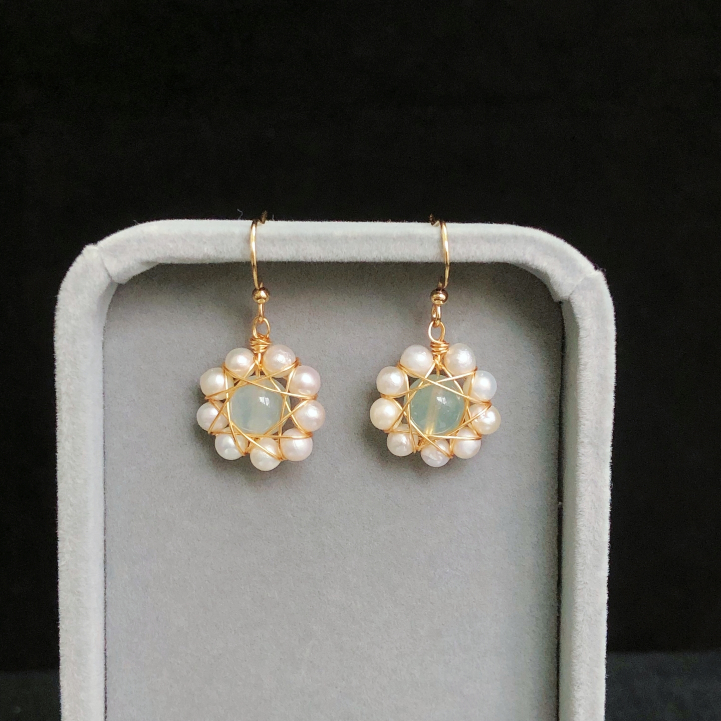 Aquamarine Flower Drop Earrings-likayjewel