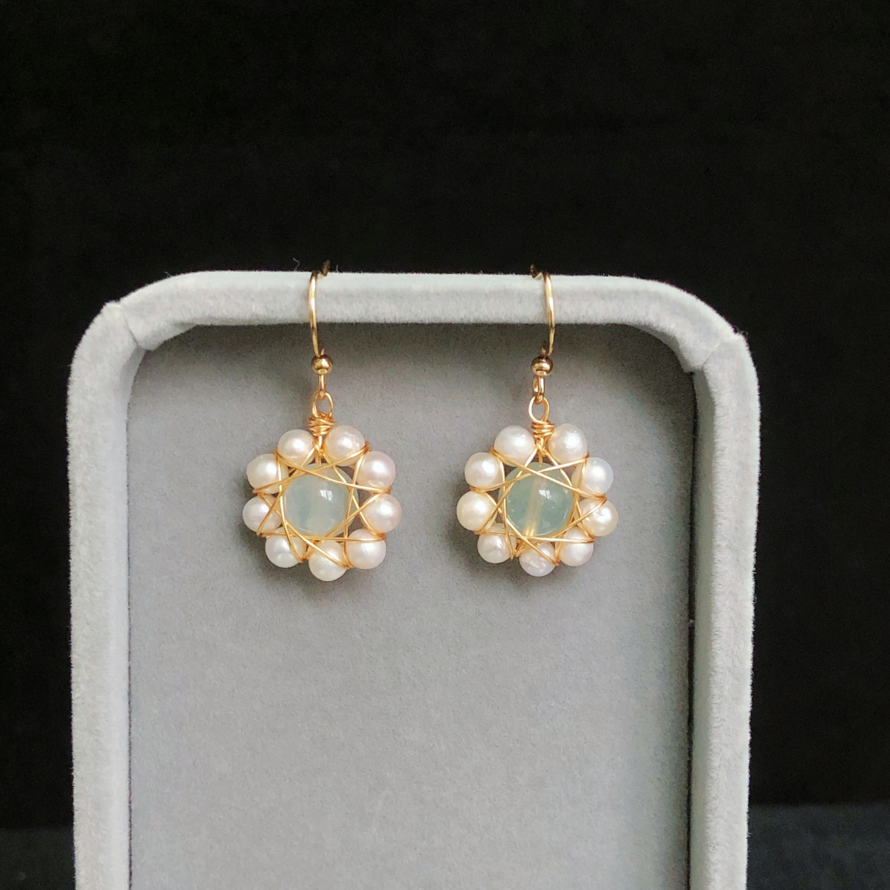 Aquamarine Flower Drop Earrings-likayjewel