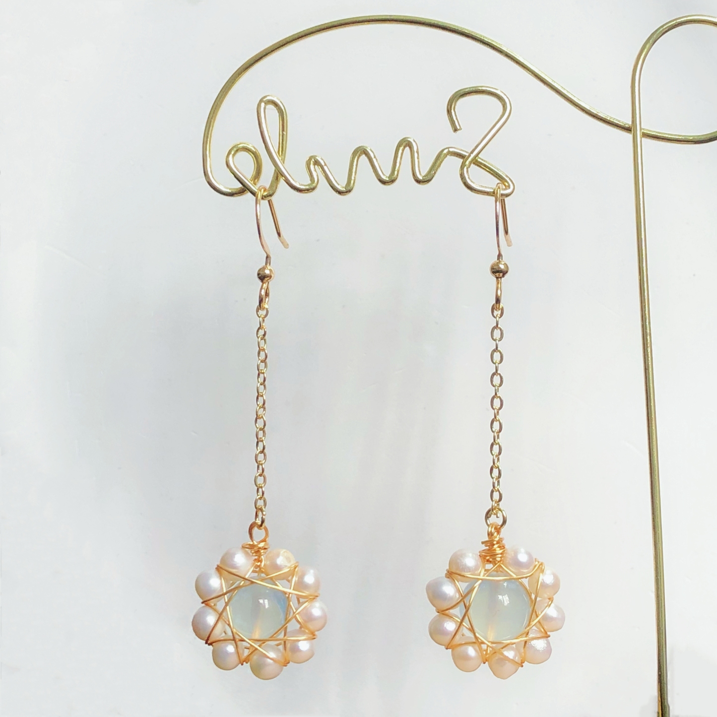 Aquamarine Flower Drop Earrings-likayjewel