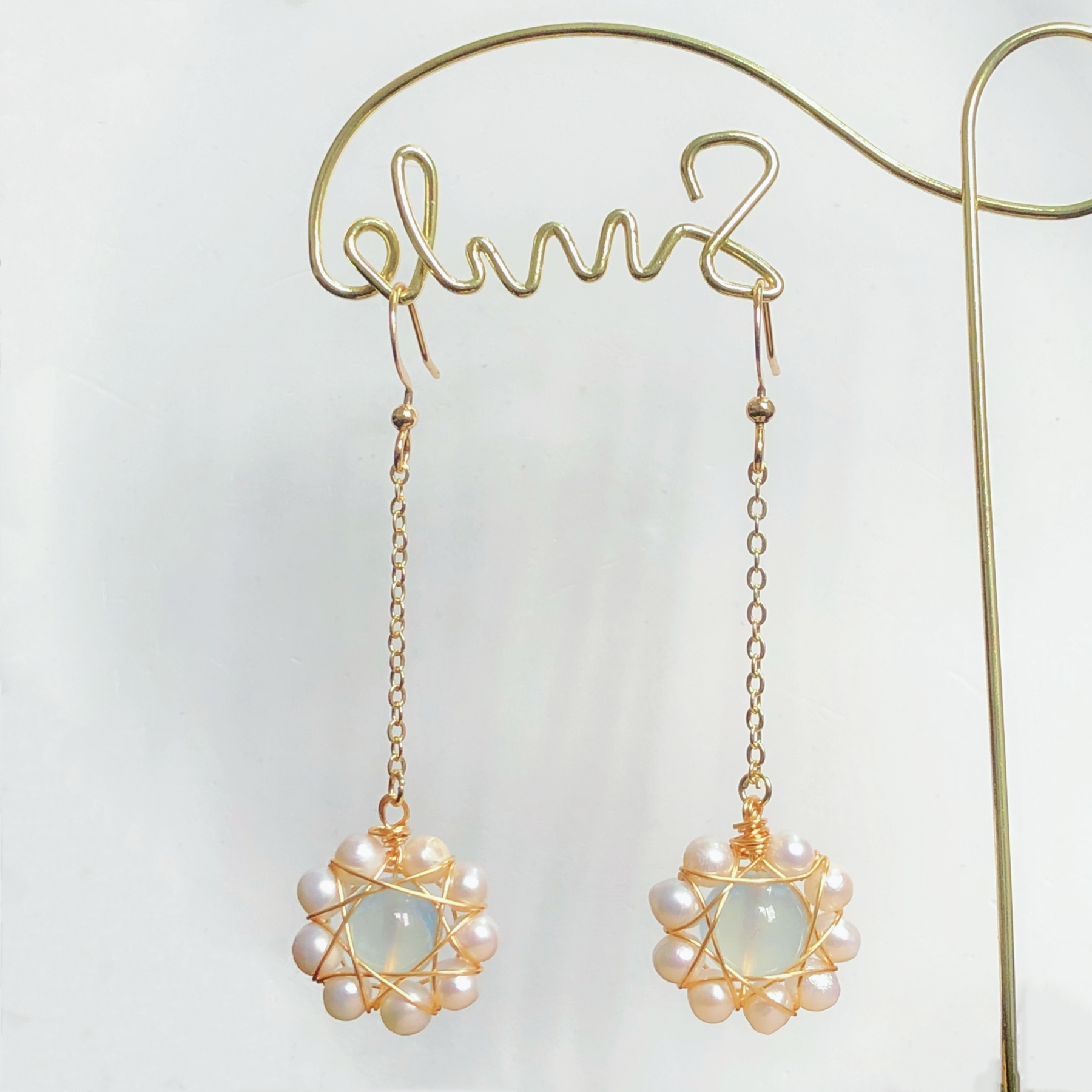 Aquamarine Flower Drop Earrings-likayjewel