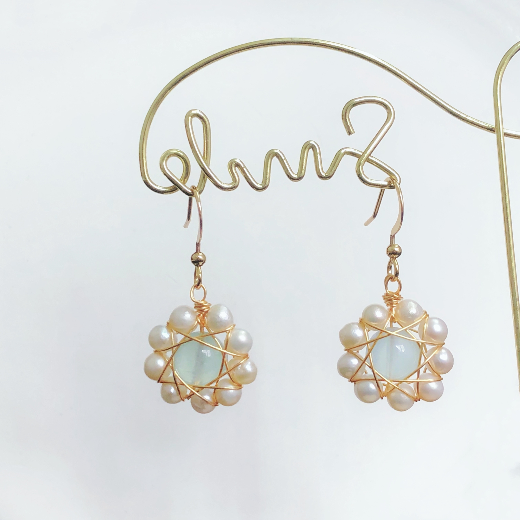 Aquamarine Flower Drop Earrings-likayjewel