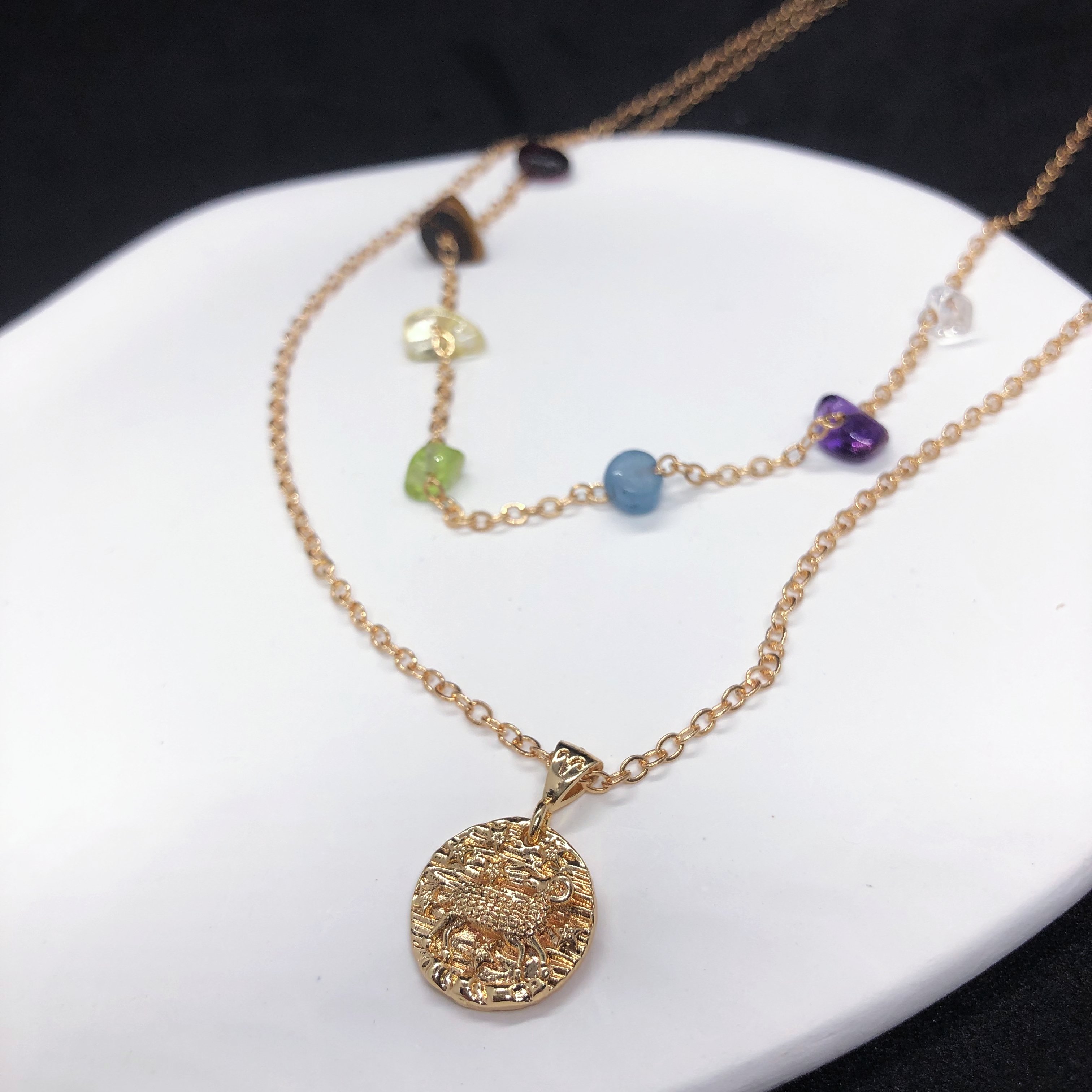 12 Constellations Zodiac Necklace with 7 Chakra Stones-likayjewel