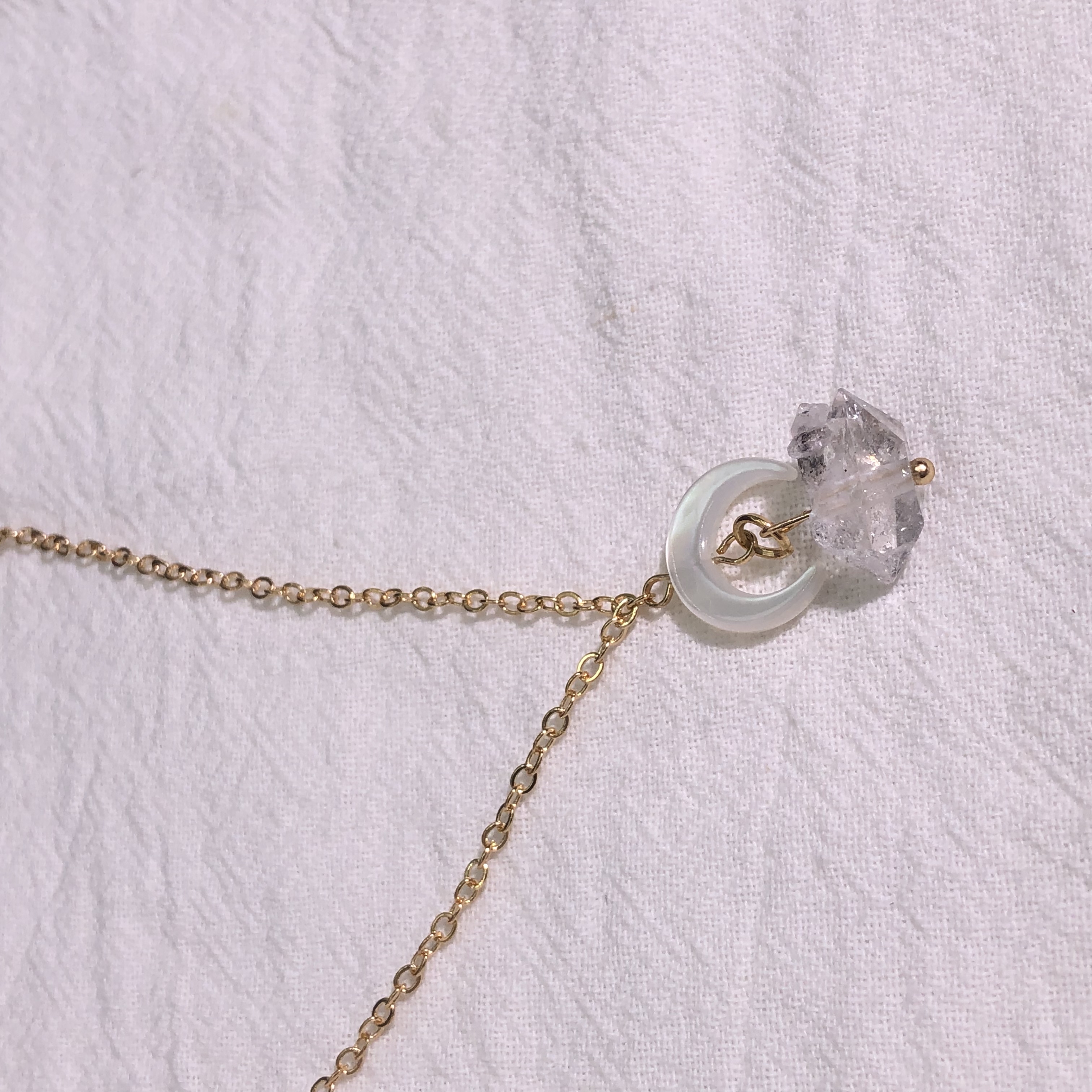 Herkimer Diamond Necklace with Crescent Moon-likayjewel