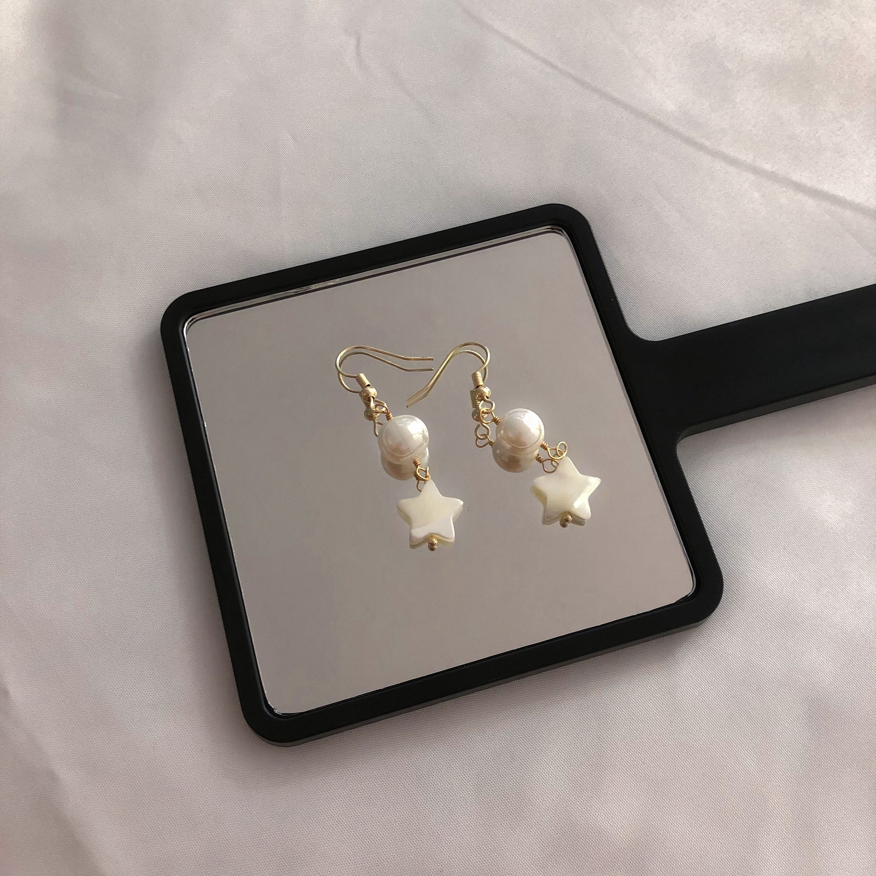 Star Pearl Drop Earrings-likayjewel