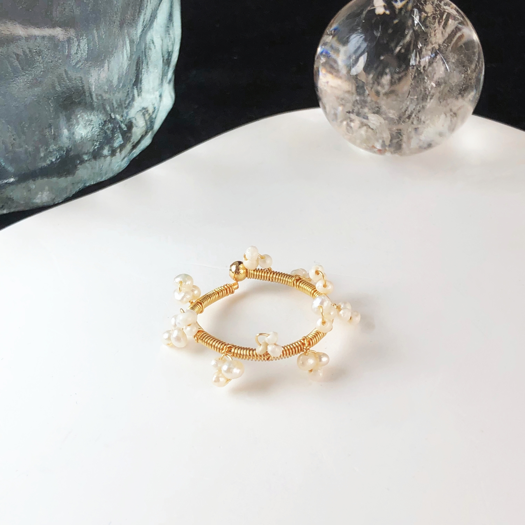 Mini Pearls Woven Ring-likayjewel