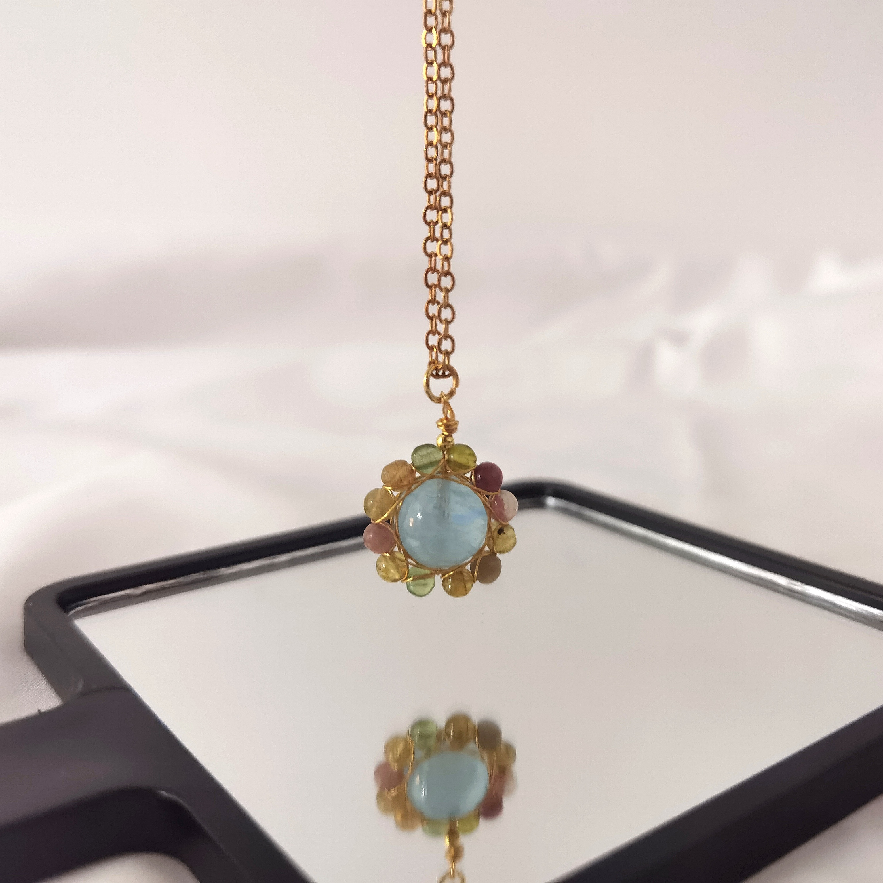 Aquamarine&Agate Necklace-likayjewel