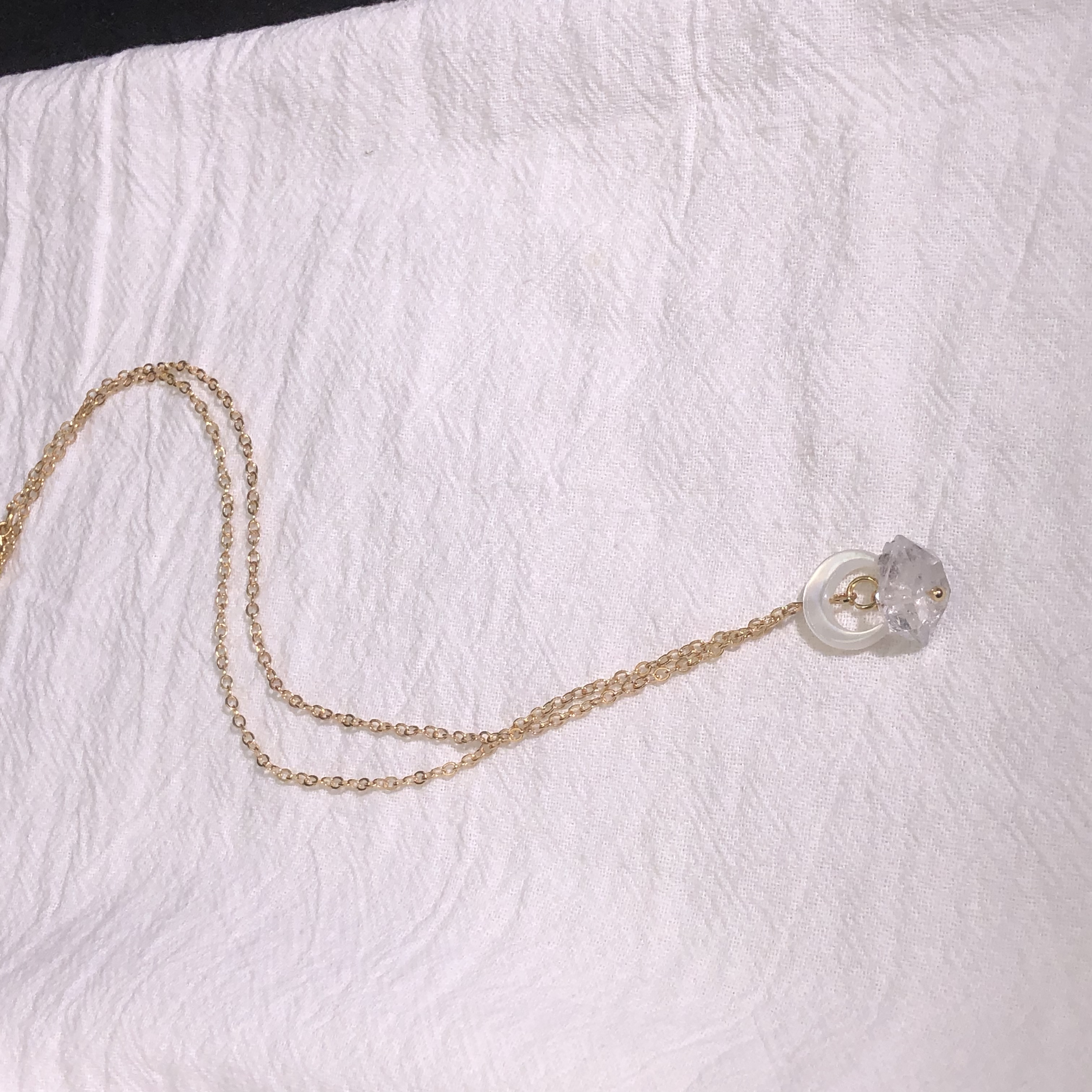 Herkimer Diamond Necklace with Crescent Moon-likayjewel