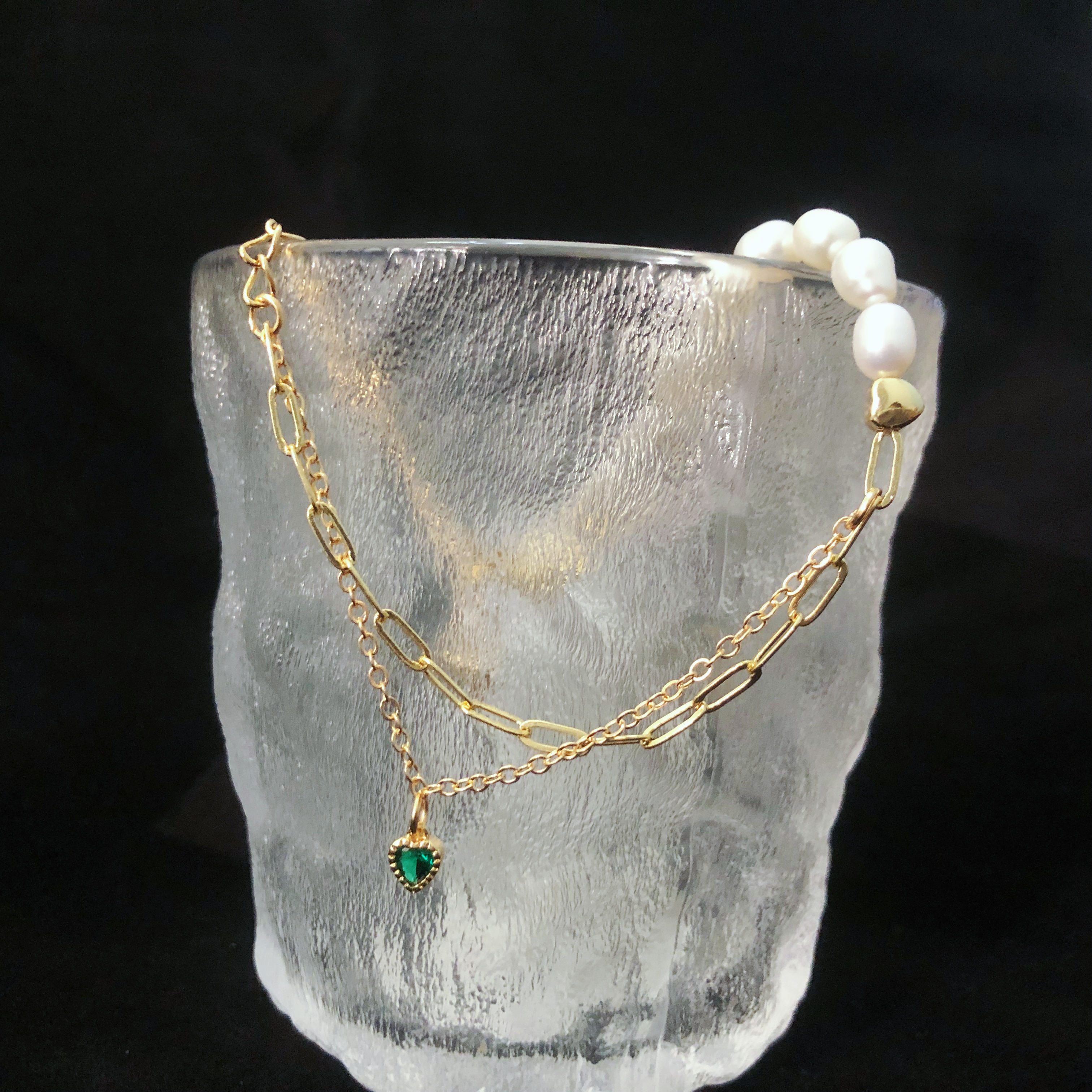 Square Link Half Pearls Bracelet-likayjewel