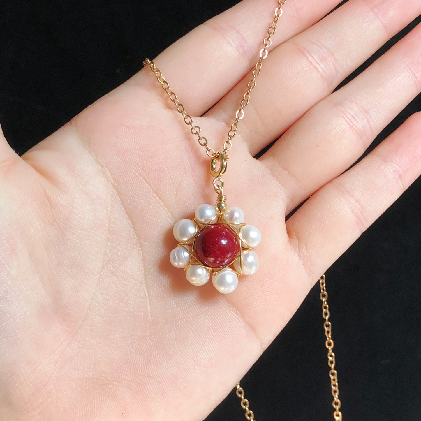 Cinnabar Flower Necklace-likayjewel
