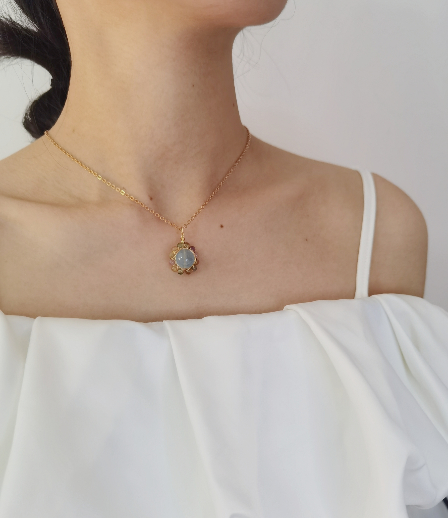 Aquamarine&Agate Necklace-likayjewel