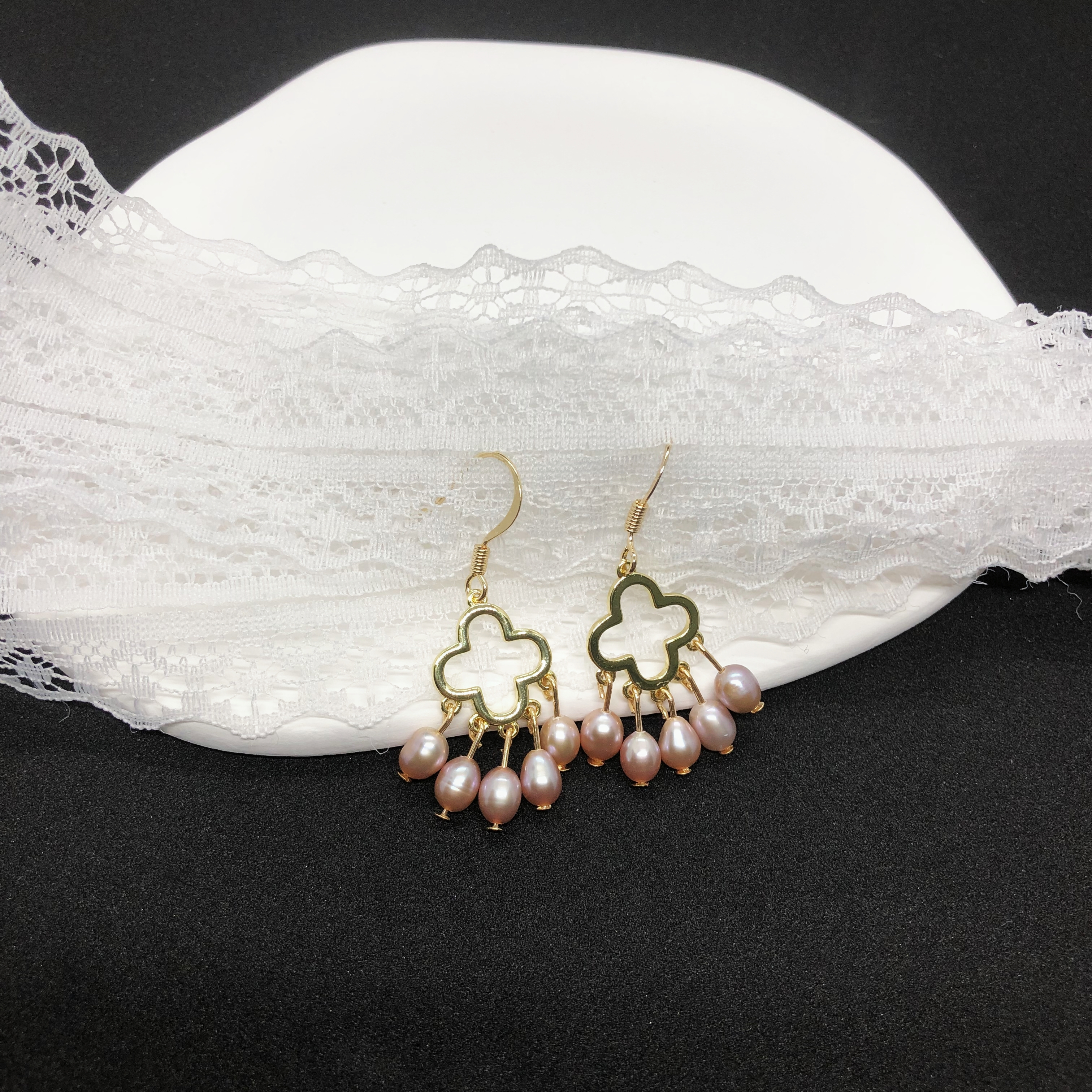 Purple Pearl Drop Earrings-likayjewel