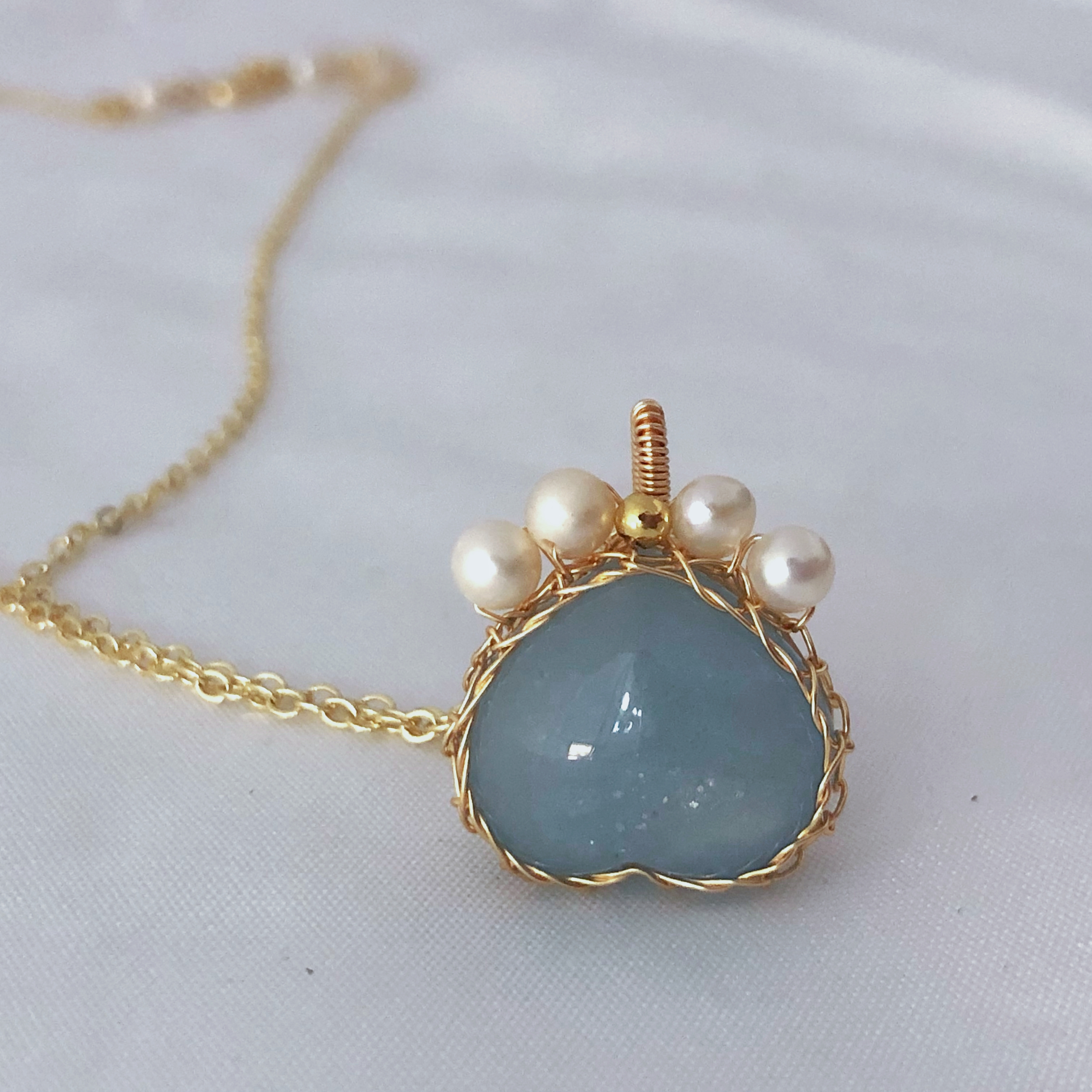 Aquamarine Cat Claw Necklace-likayjewel