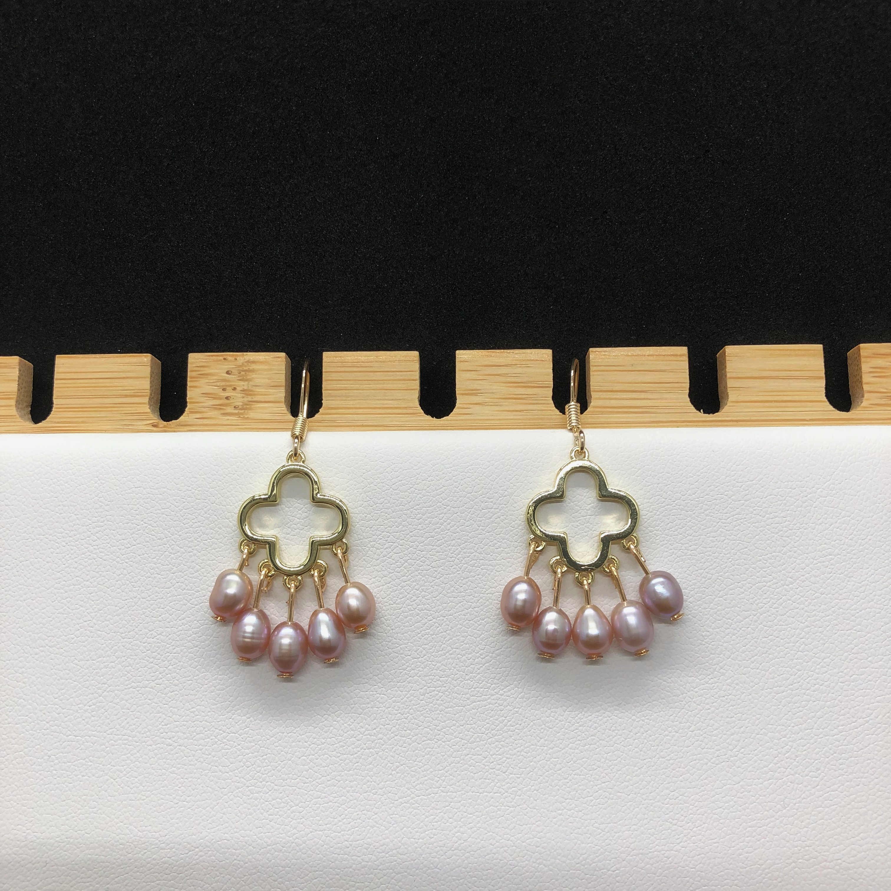 Purple Pearl Drop Earrings-likayjewel