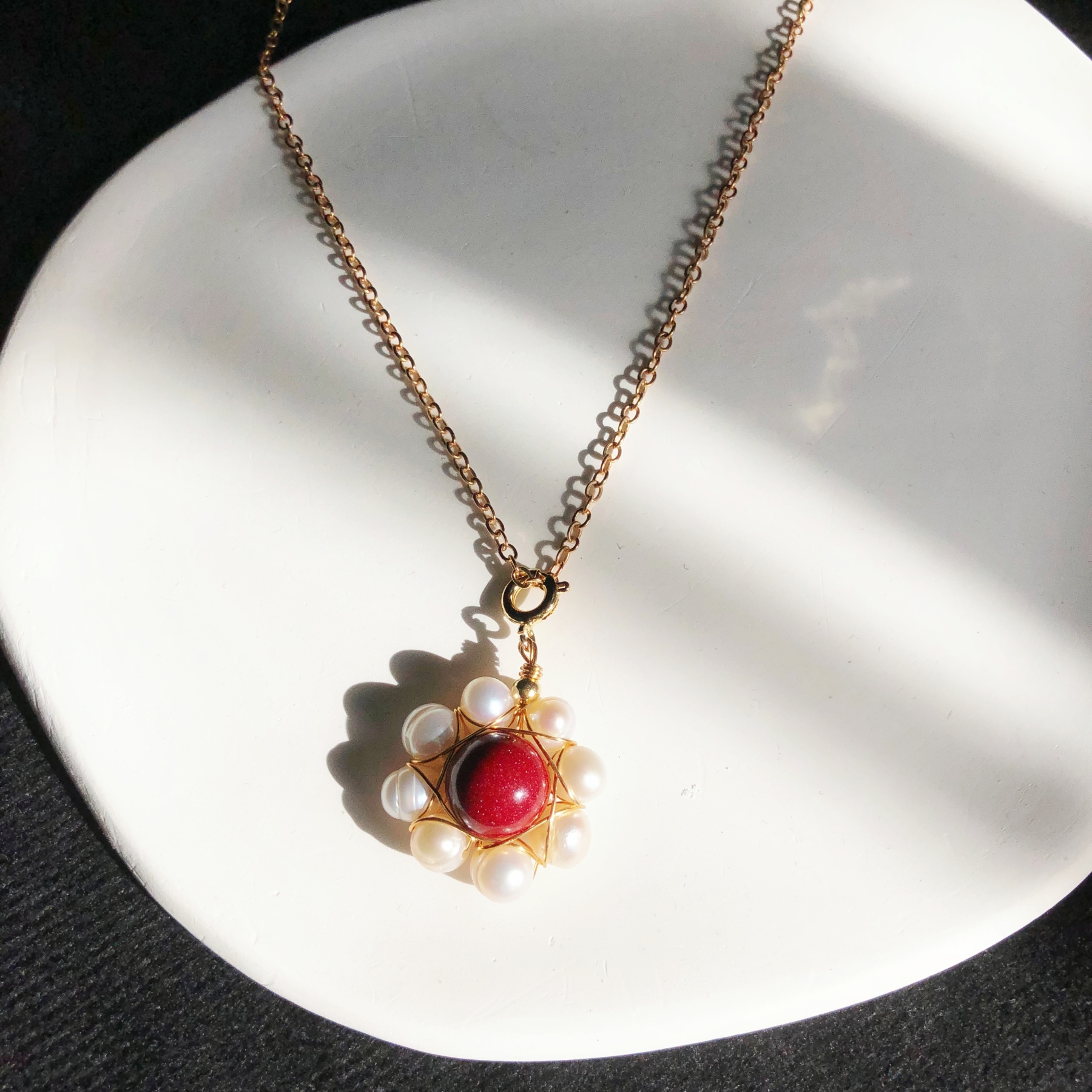 Cinnabar Flower Necklace-likayjewel