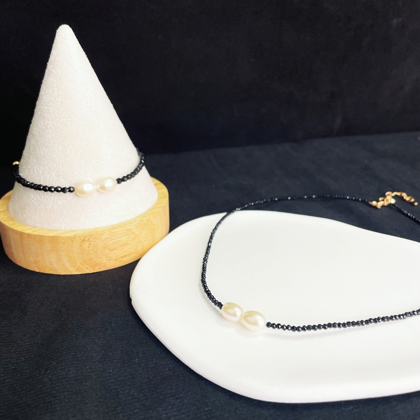 Sparkle Black Spinel and Freshwater Pearl Necklace