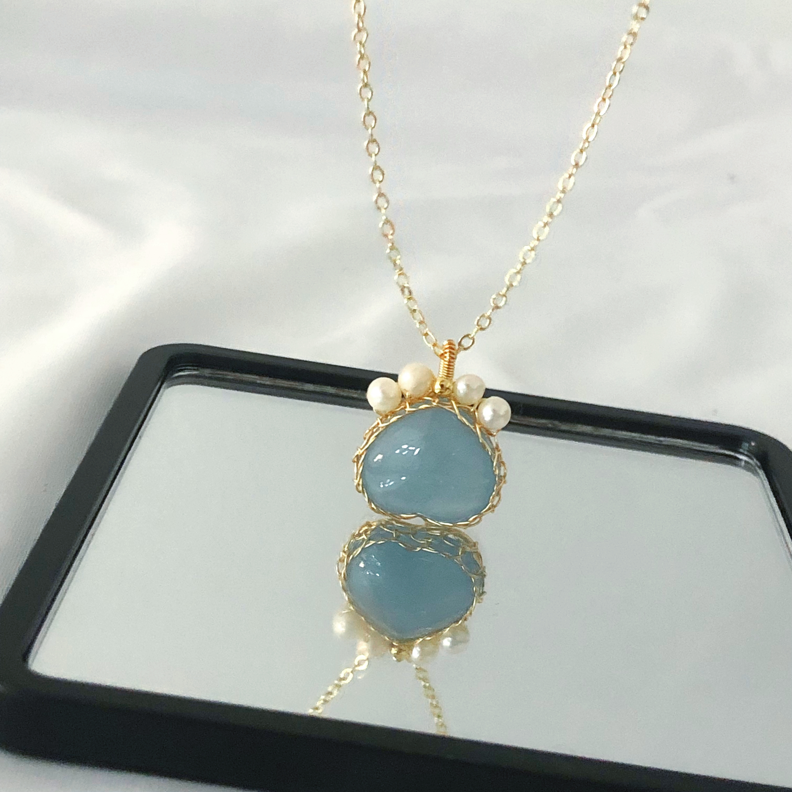 Aquamarine Cat Claw Necklace-likayjewel