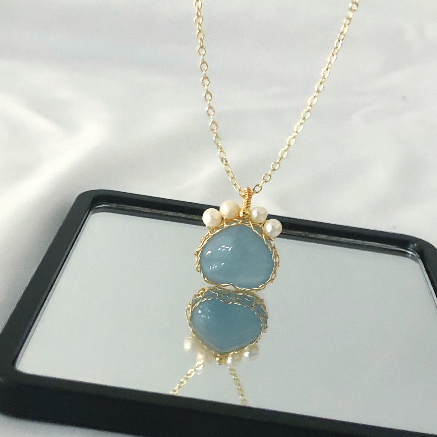 Aquamarine Cat Claw Necklace-likayjewel