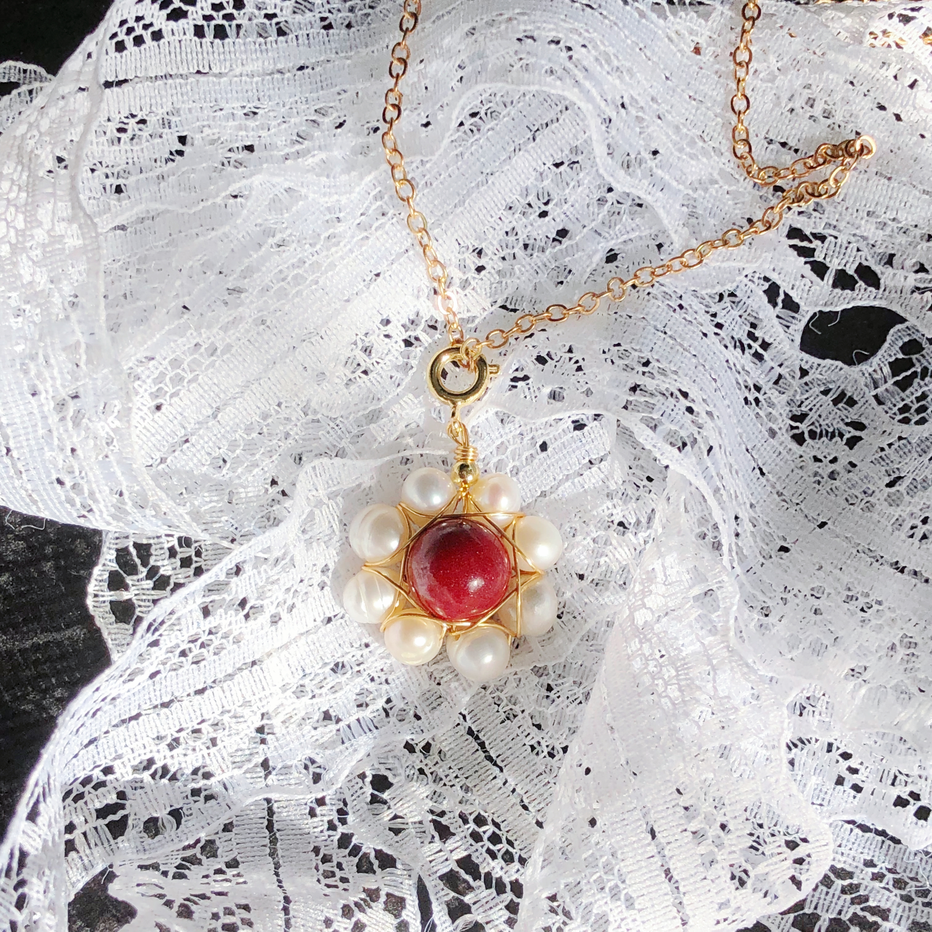 Cinnabar Flower Necklace-likayjewel