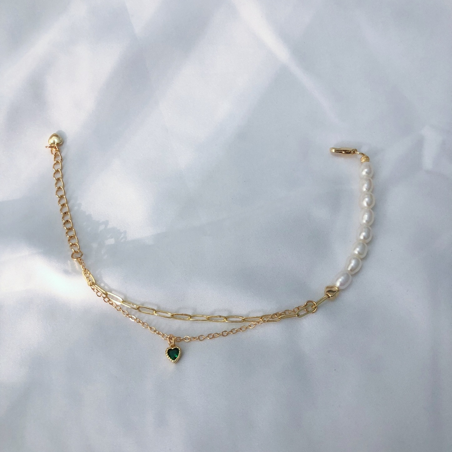 Square Link Half Pearls Bracelet-likayjewel