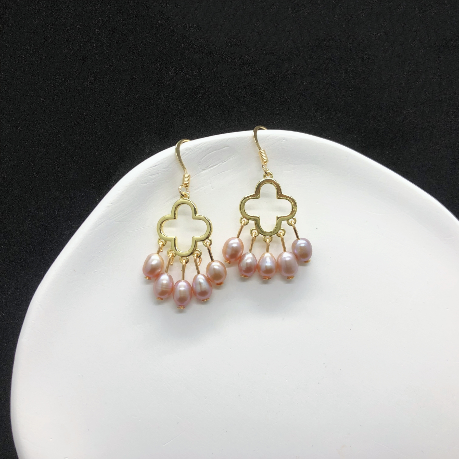 Purple Pearl Drop Earrings-likayjewel