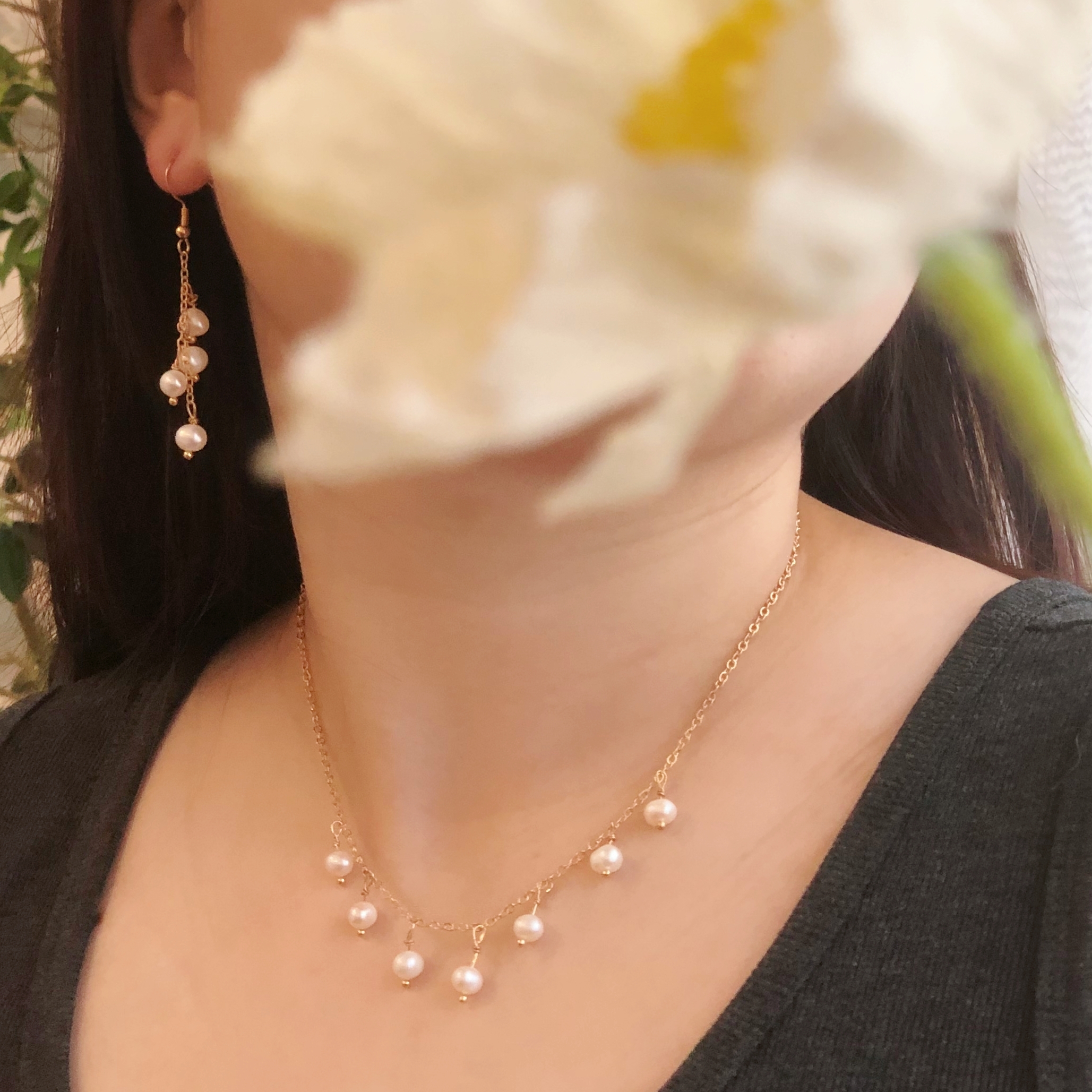 Lily of the Valley Pearl Earrings-likayjewel