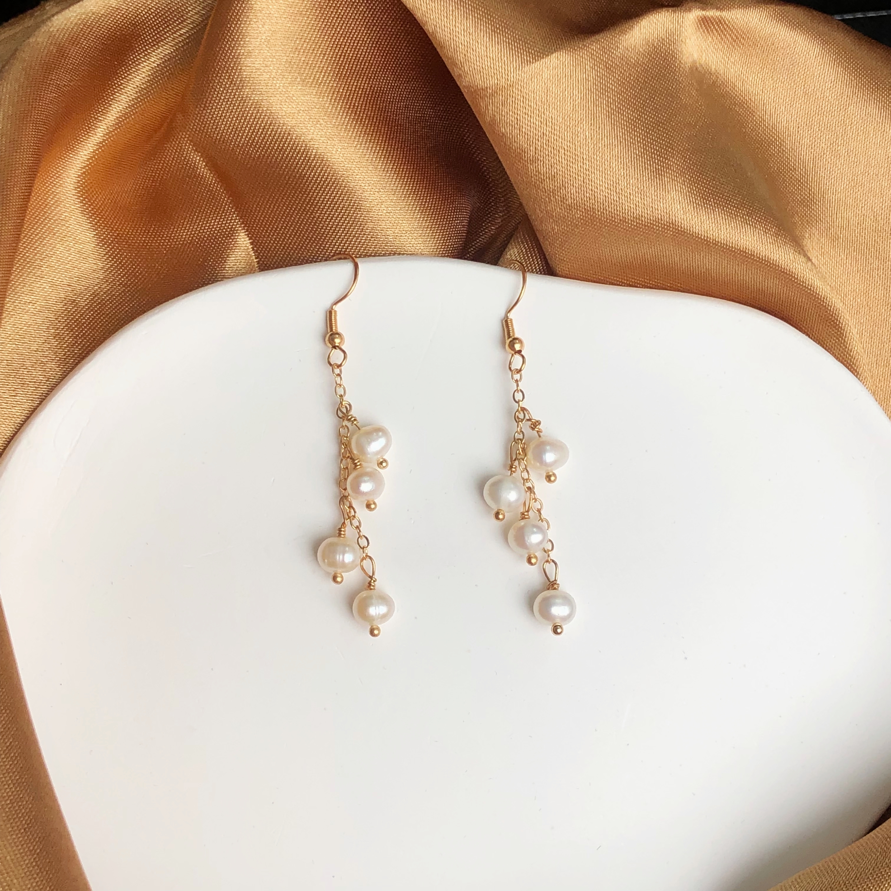 Lily of the Valley Pearl Earrings-likayjewel