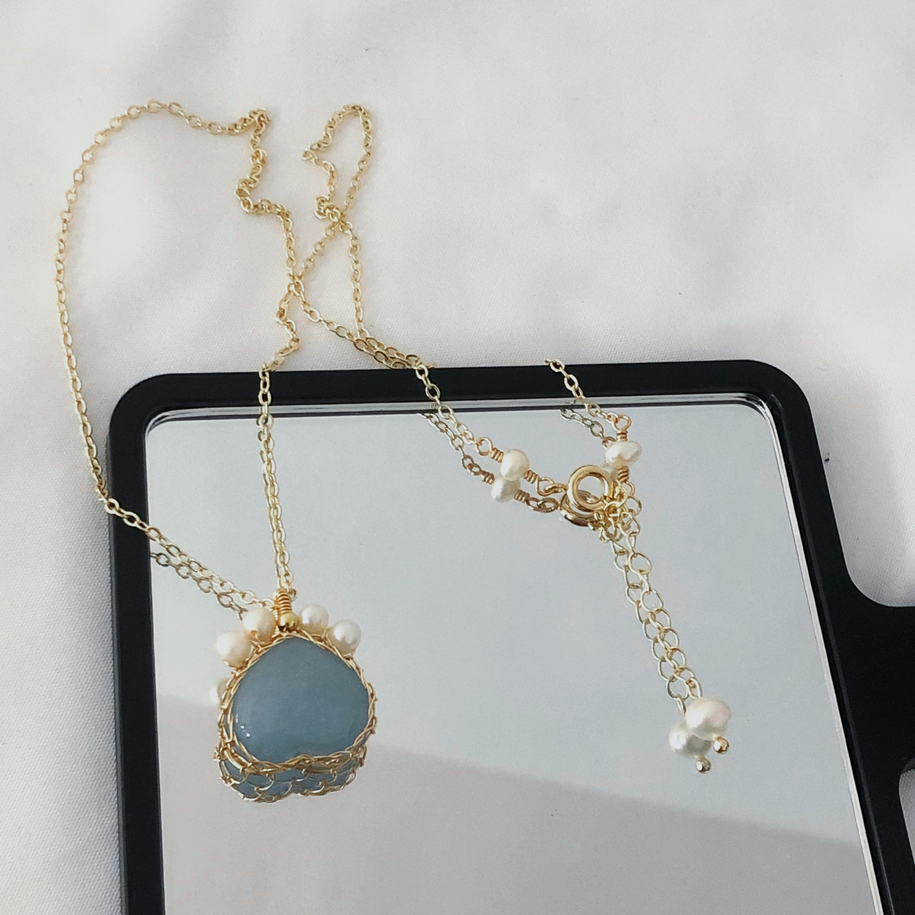 Aquamarine Cat Claw Necklace-likayjewel