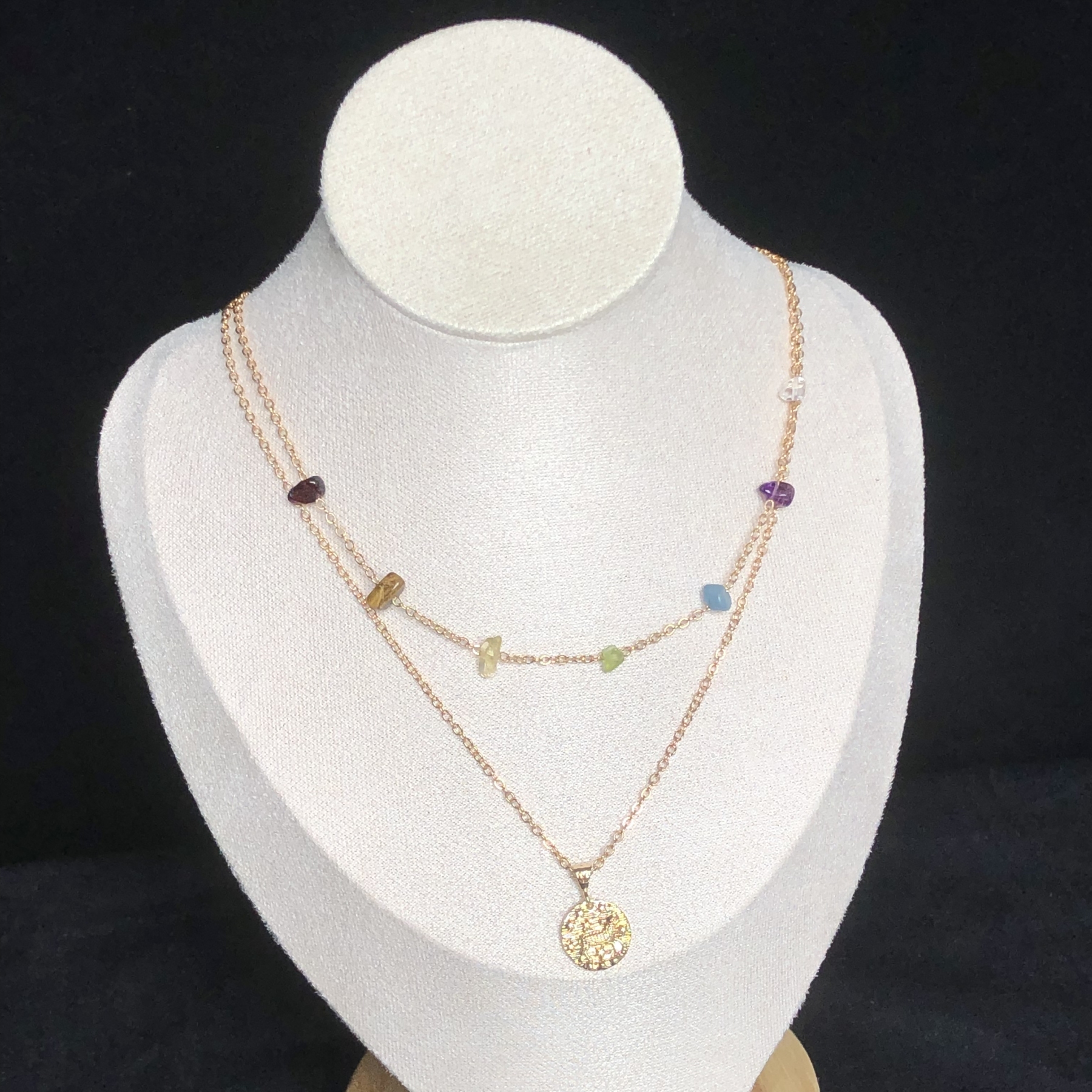 12 Constellations Zodiac Necklace with 7 Chakra Stones-likayjewel