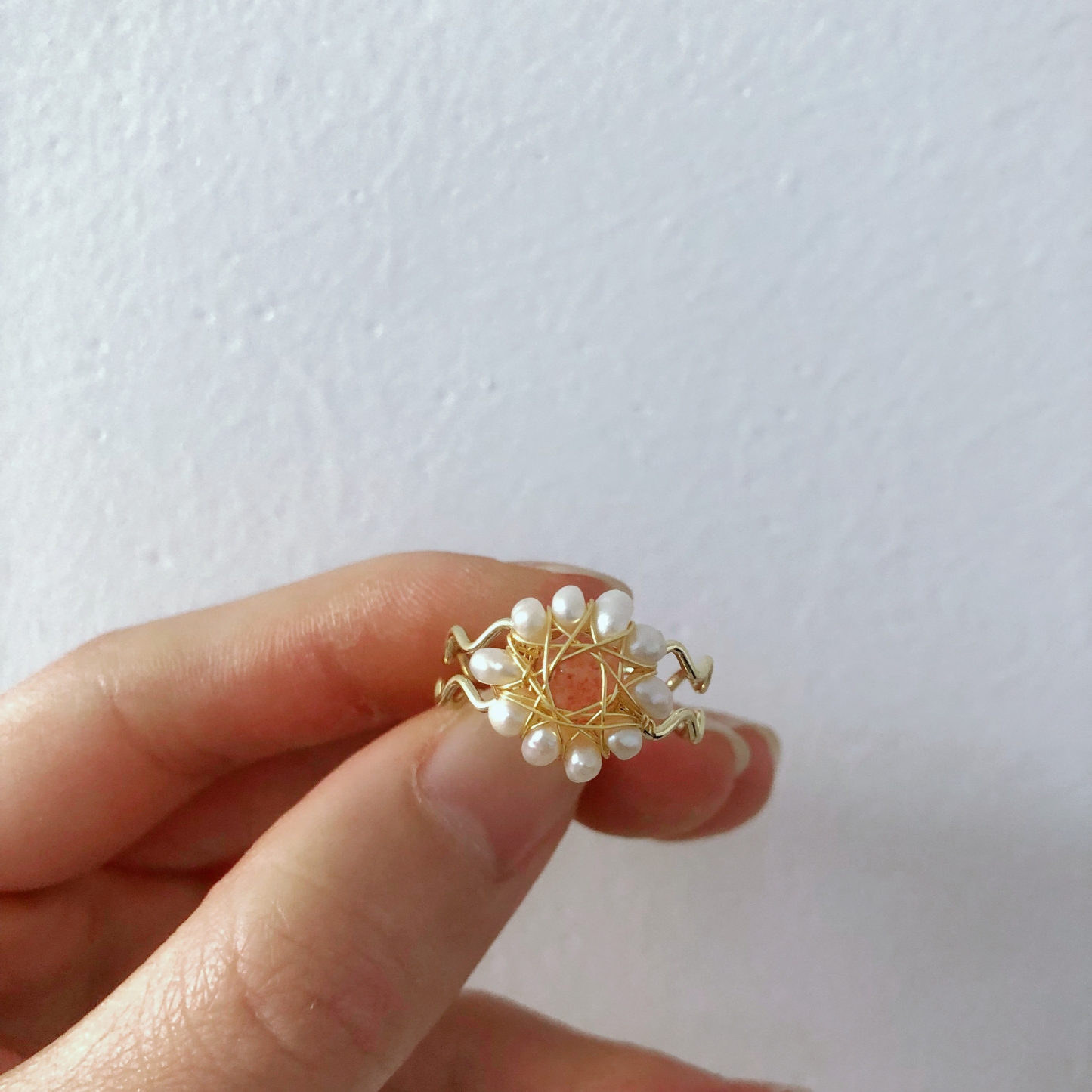 Strawberry Quartz Flower Ring-likayjewel