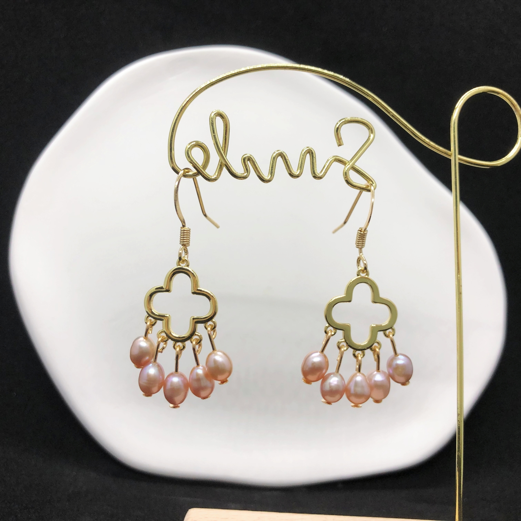 Purple Pearl Drop Earrings-likayjewel