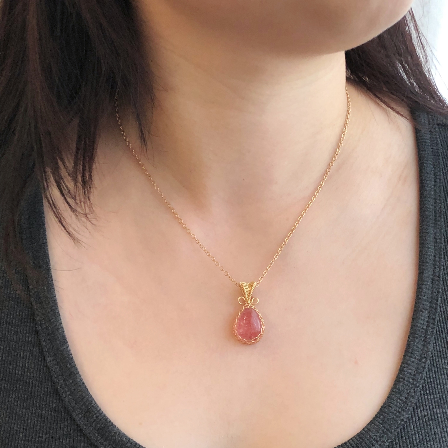 Strawberry Quartz Necklace-likayjewel