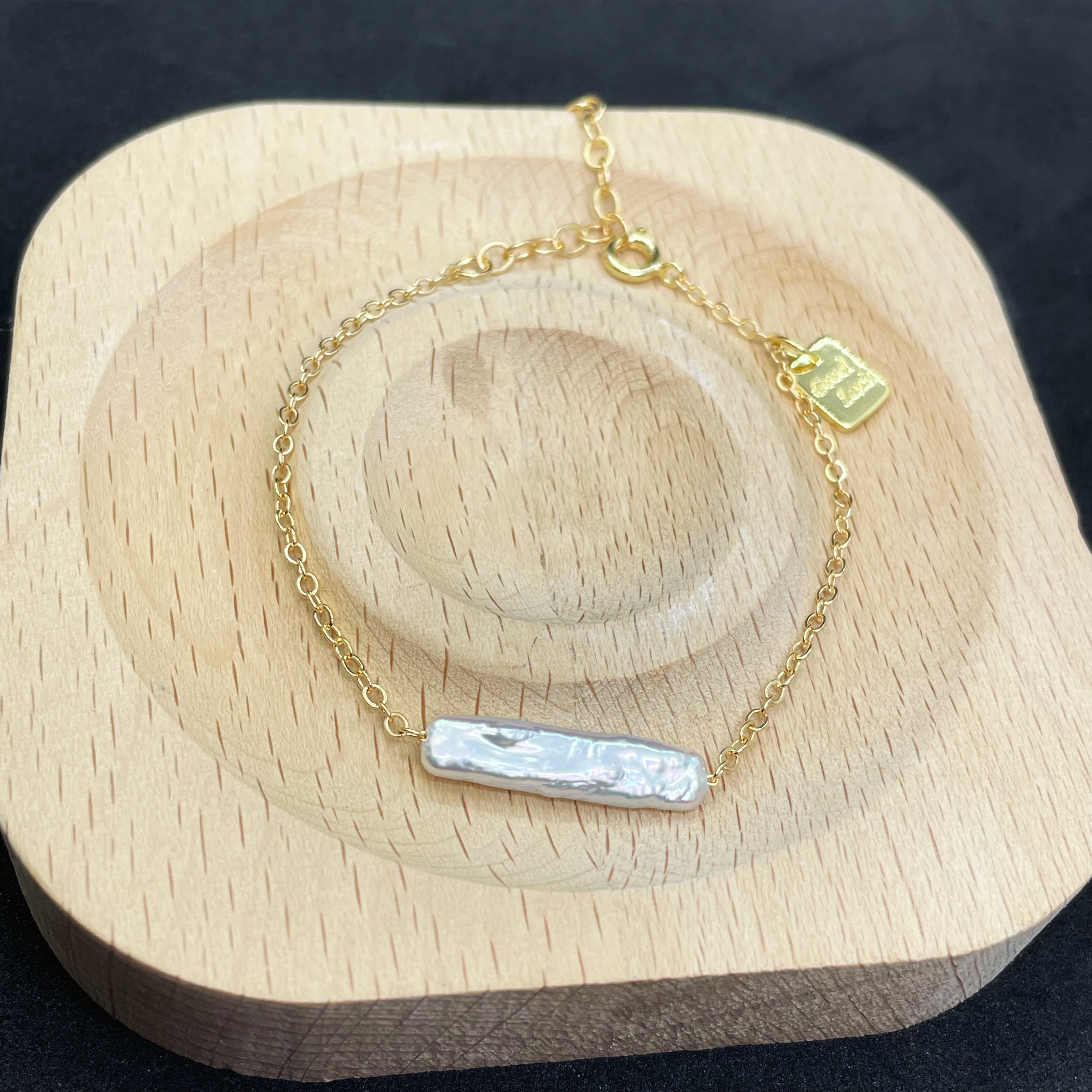 Good Luck Baroque Pearl Bar Bracelet