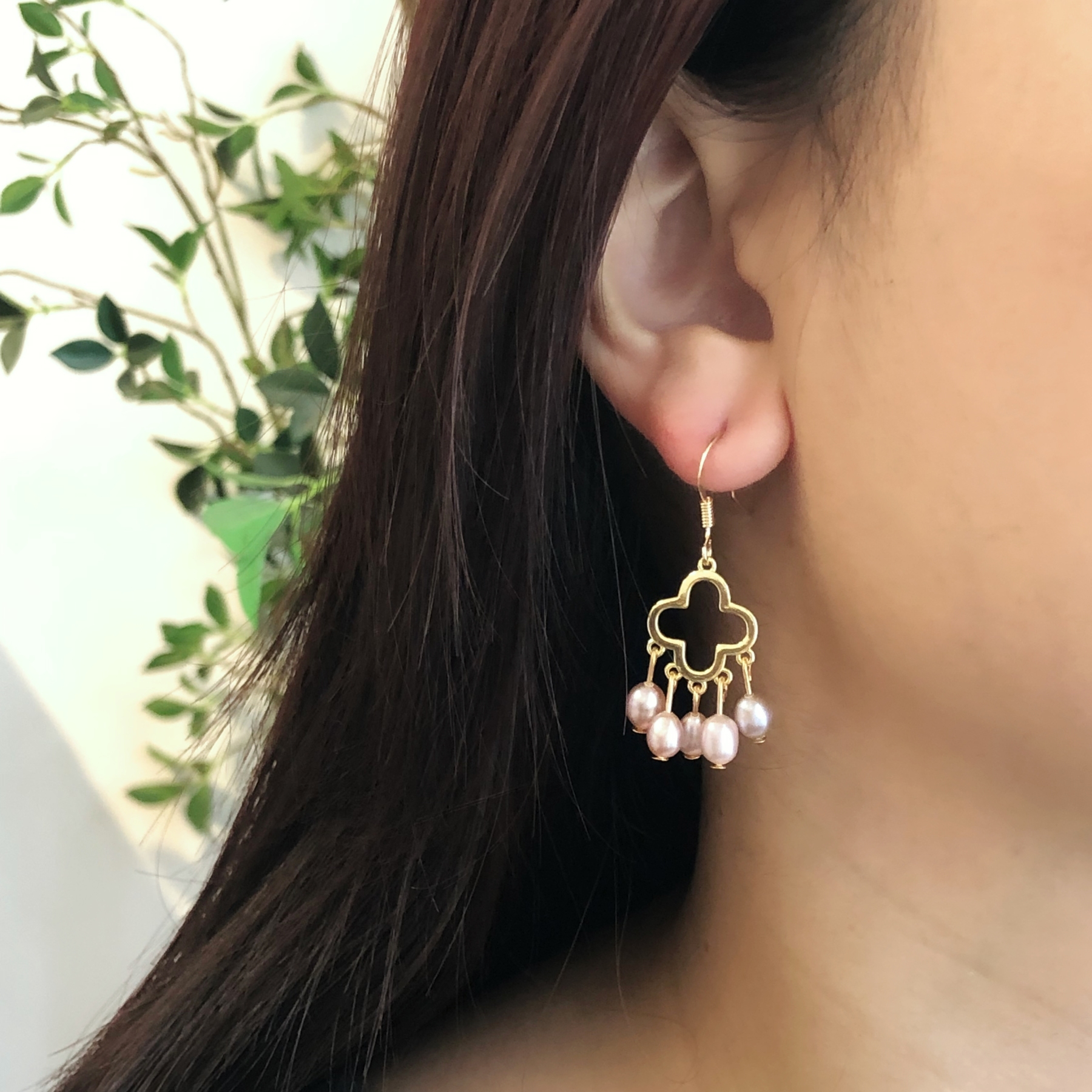 Purple Pearl Drop Earrings-likayjewel