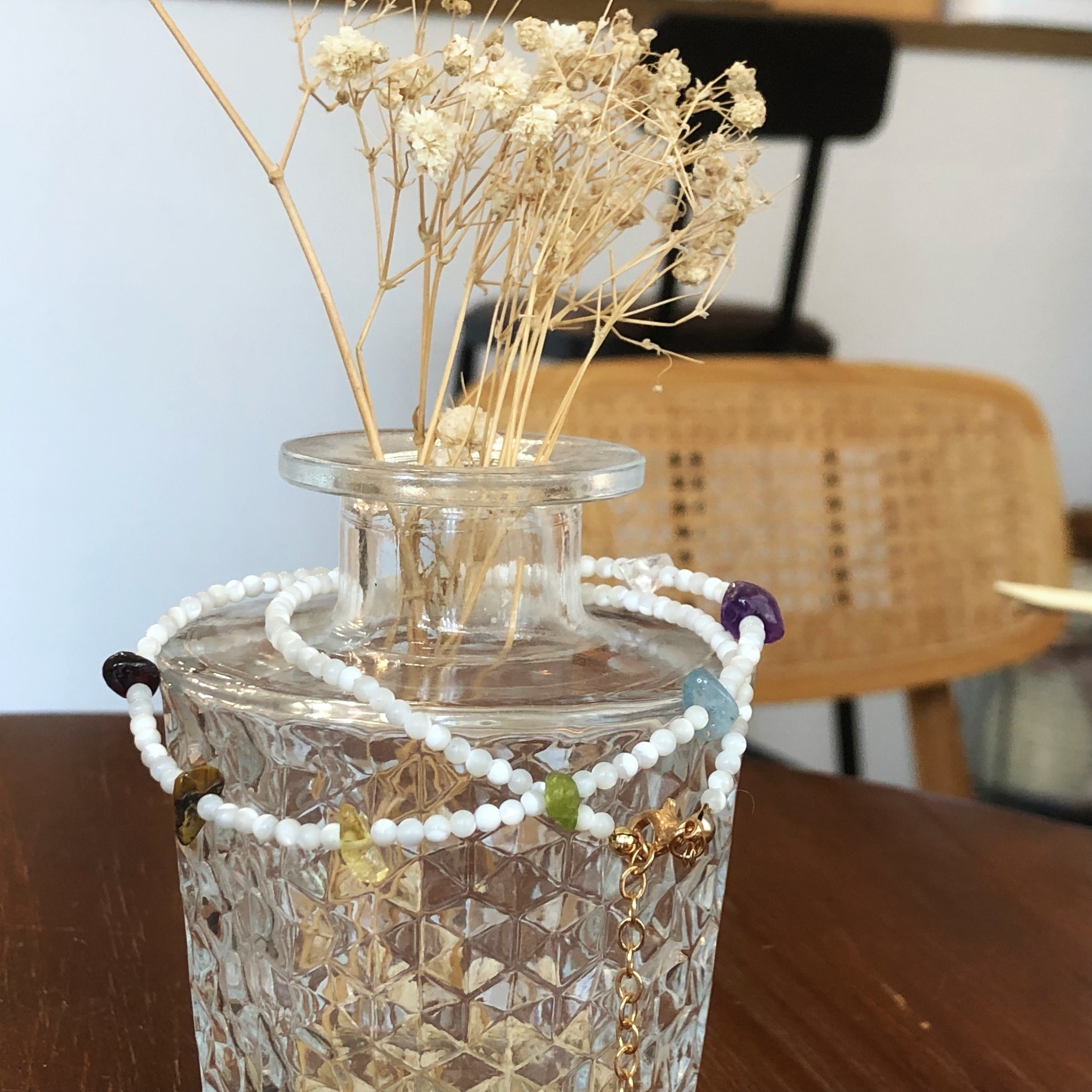 Mini Raw 7 Chakra Stones Necklace-likayjewel