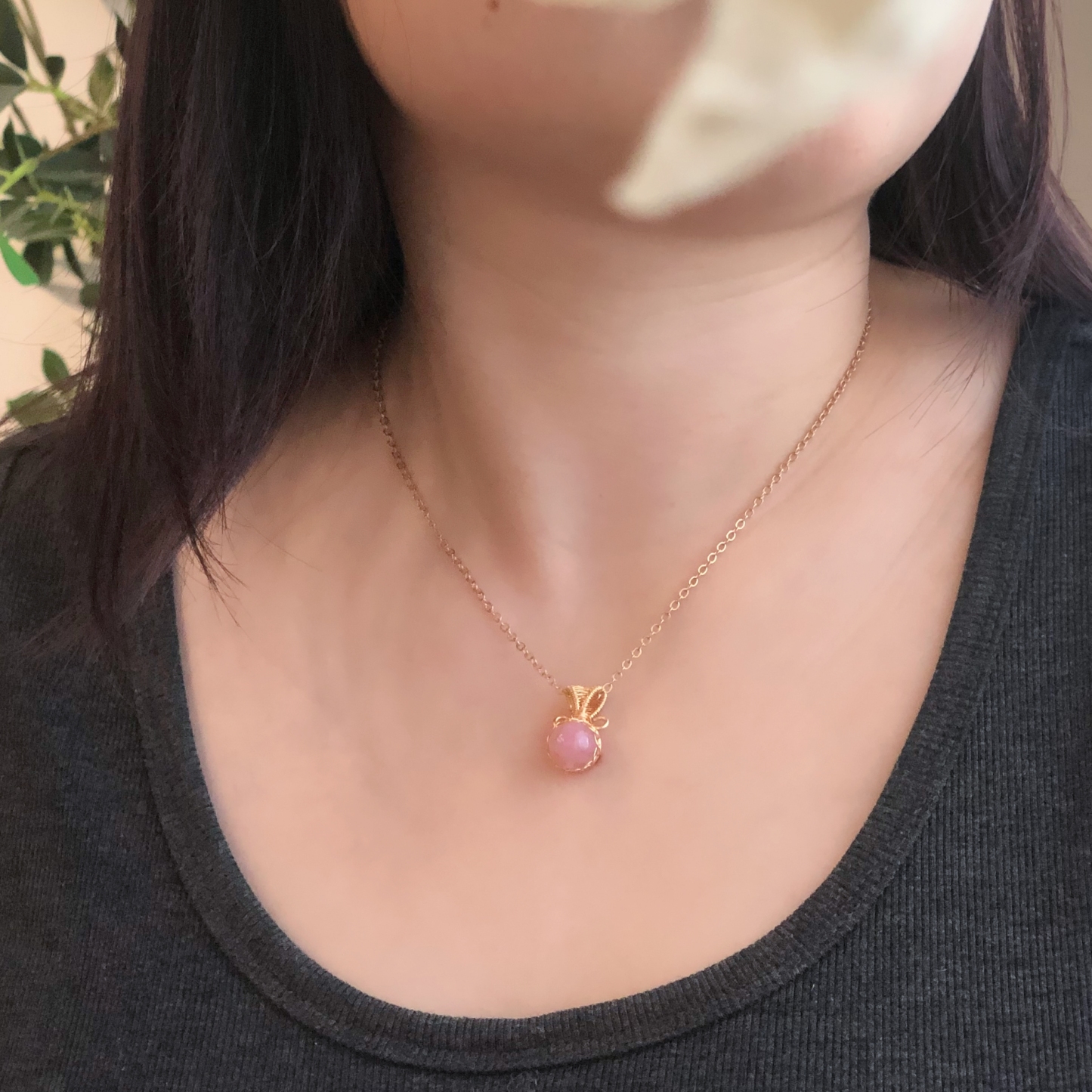 Rose Quartz Necklace Wire-Wrapped Design Necklace-likayjewel