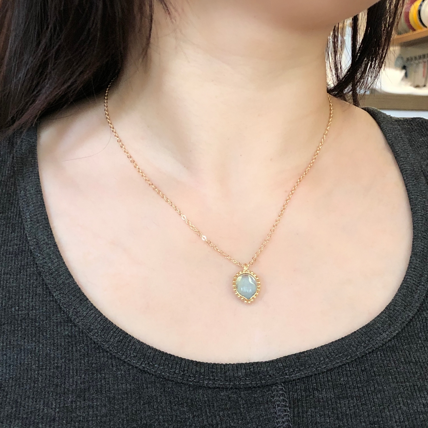 Oval Aquamarine Necklace-likayjewel