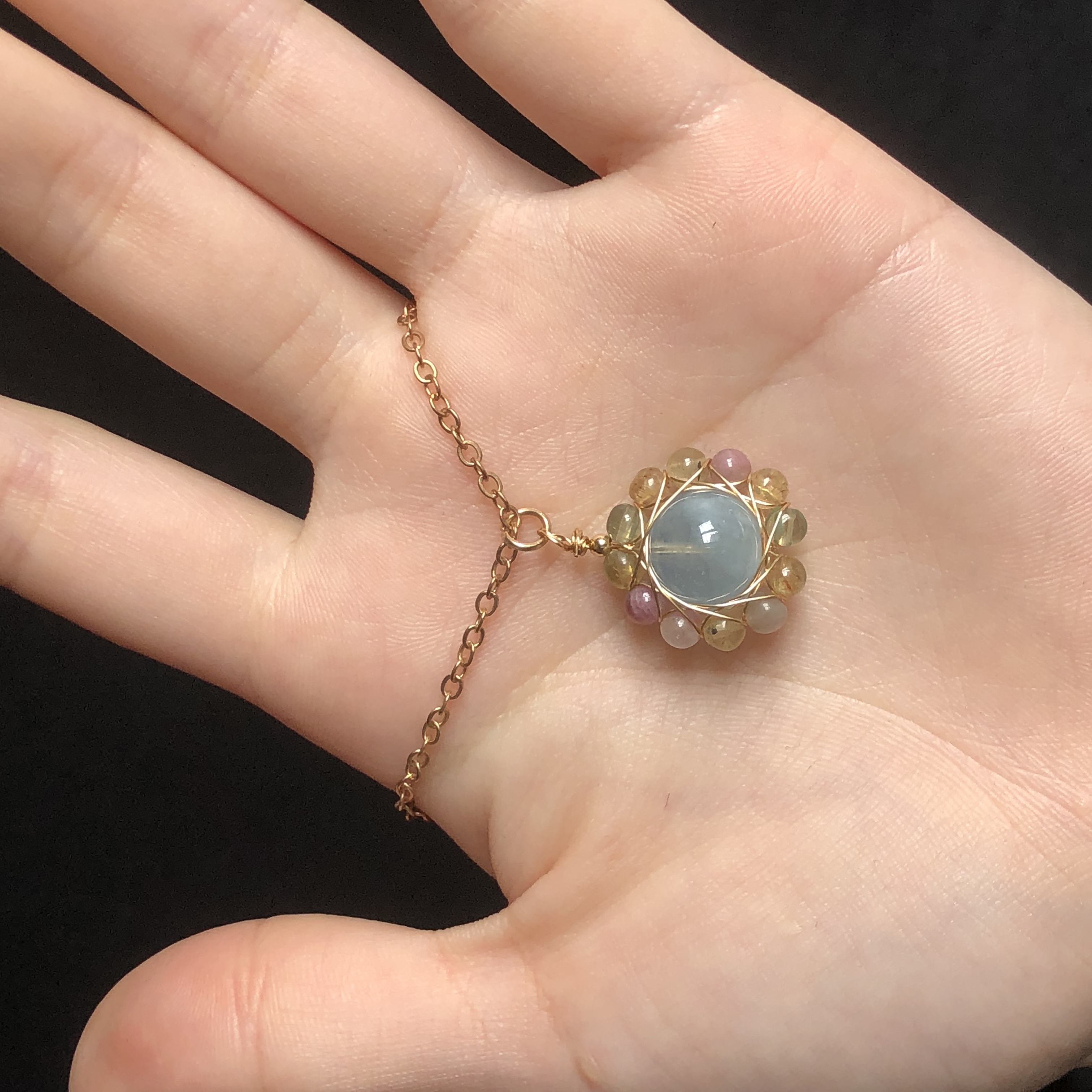 Aquamarine&Agate Necklace-likayjewel