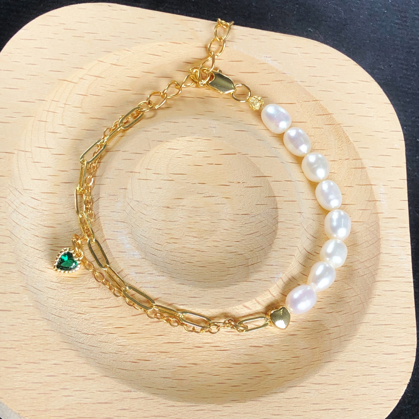 Square Link Half Pearls Bracelet-likayjewel