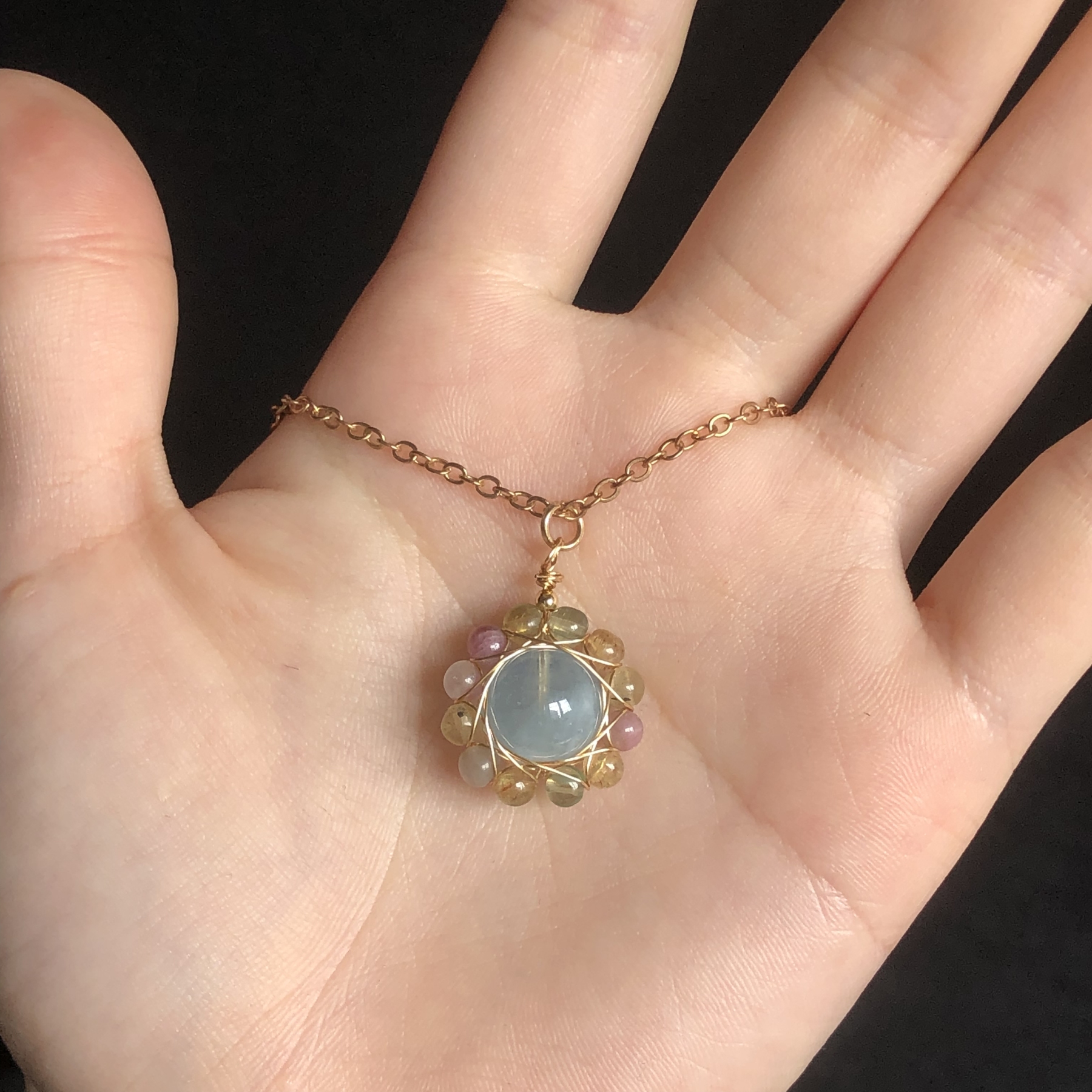 Aquamarine&Agate Necklace-likayjewel