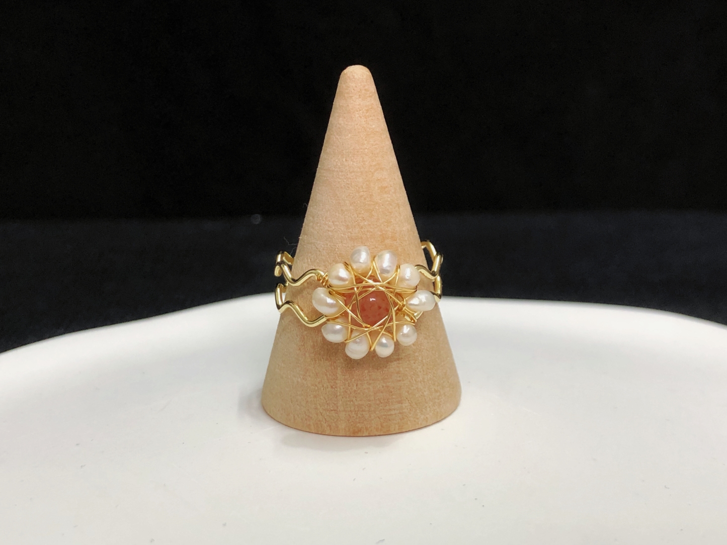 Strawberry Quartz Flower Ring-likayjewel