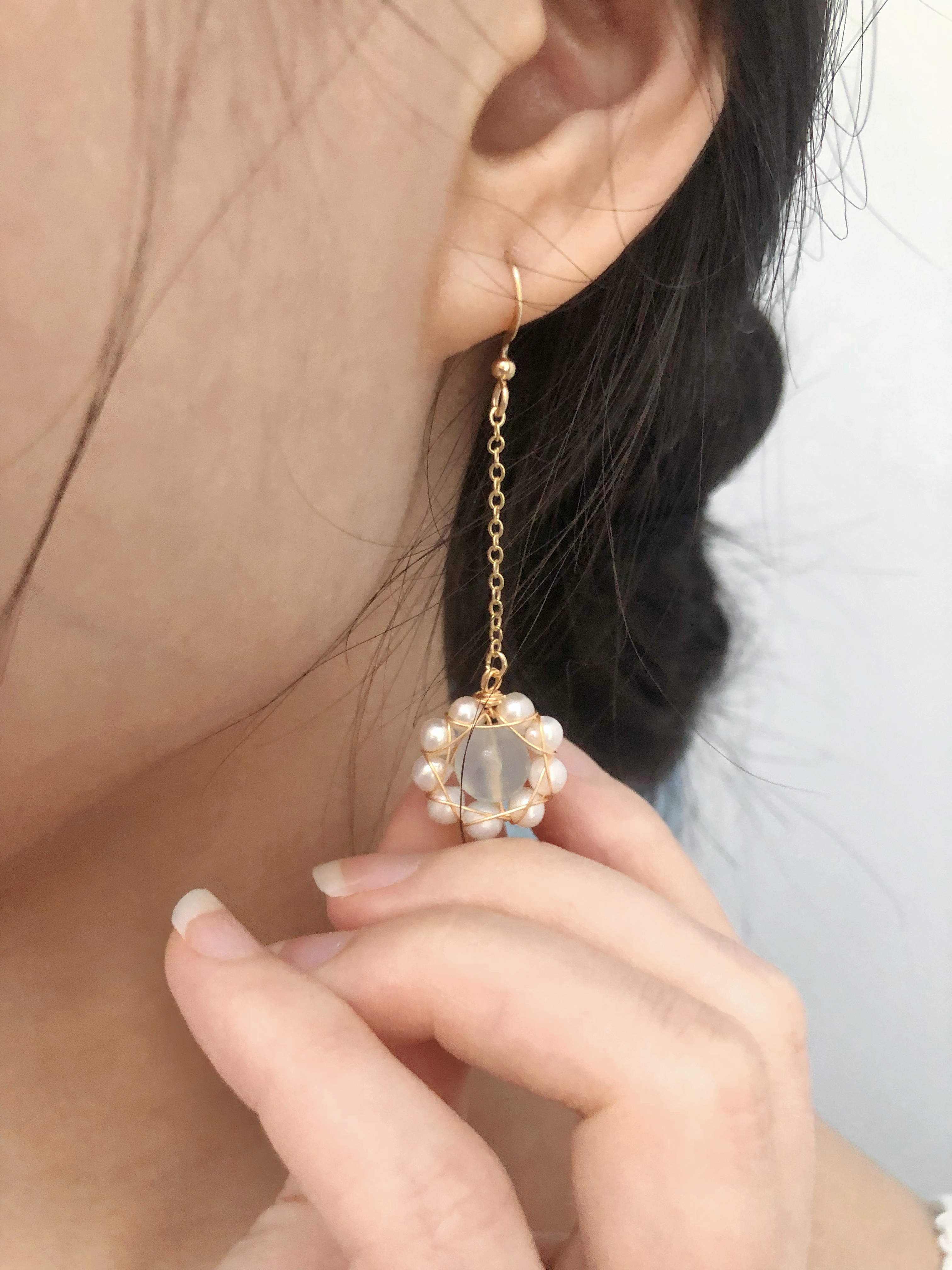 Aquamarine Flower Drop Earrings-likayjewel