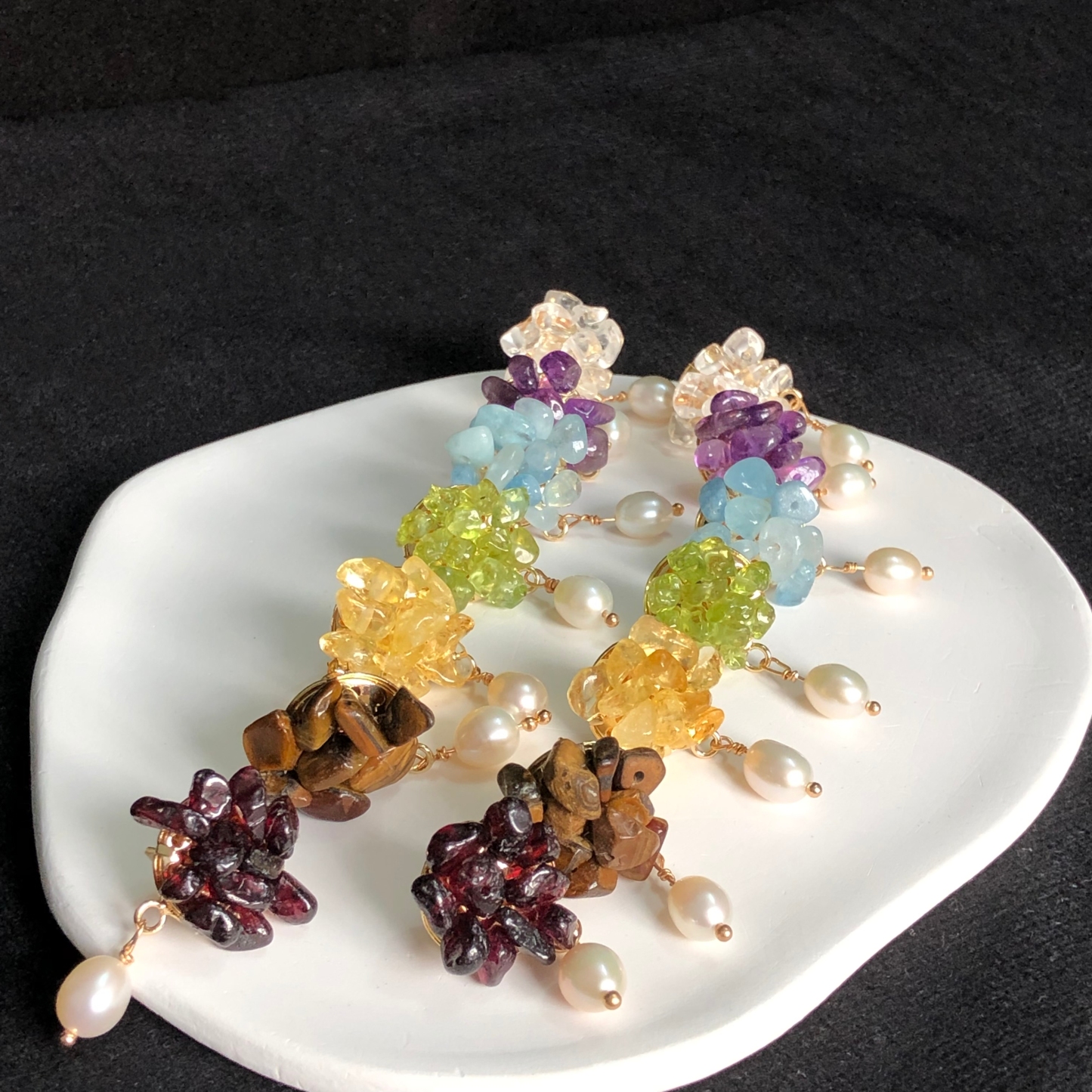 Chakra Crystal Flower Earrings-likayjewel