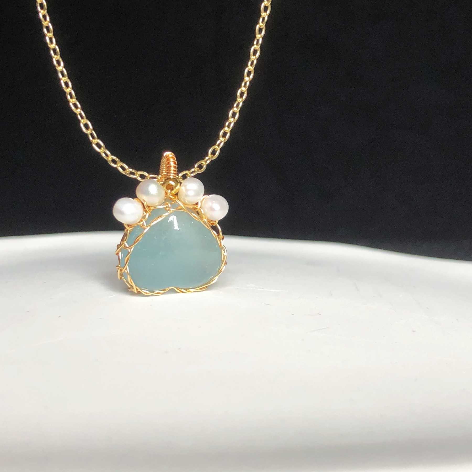 Aquamarine Cat Claw Necklace-likayjewel