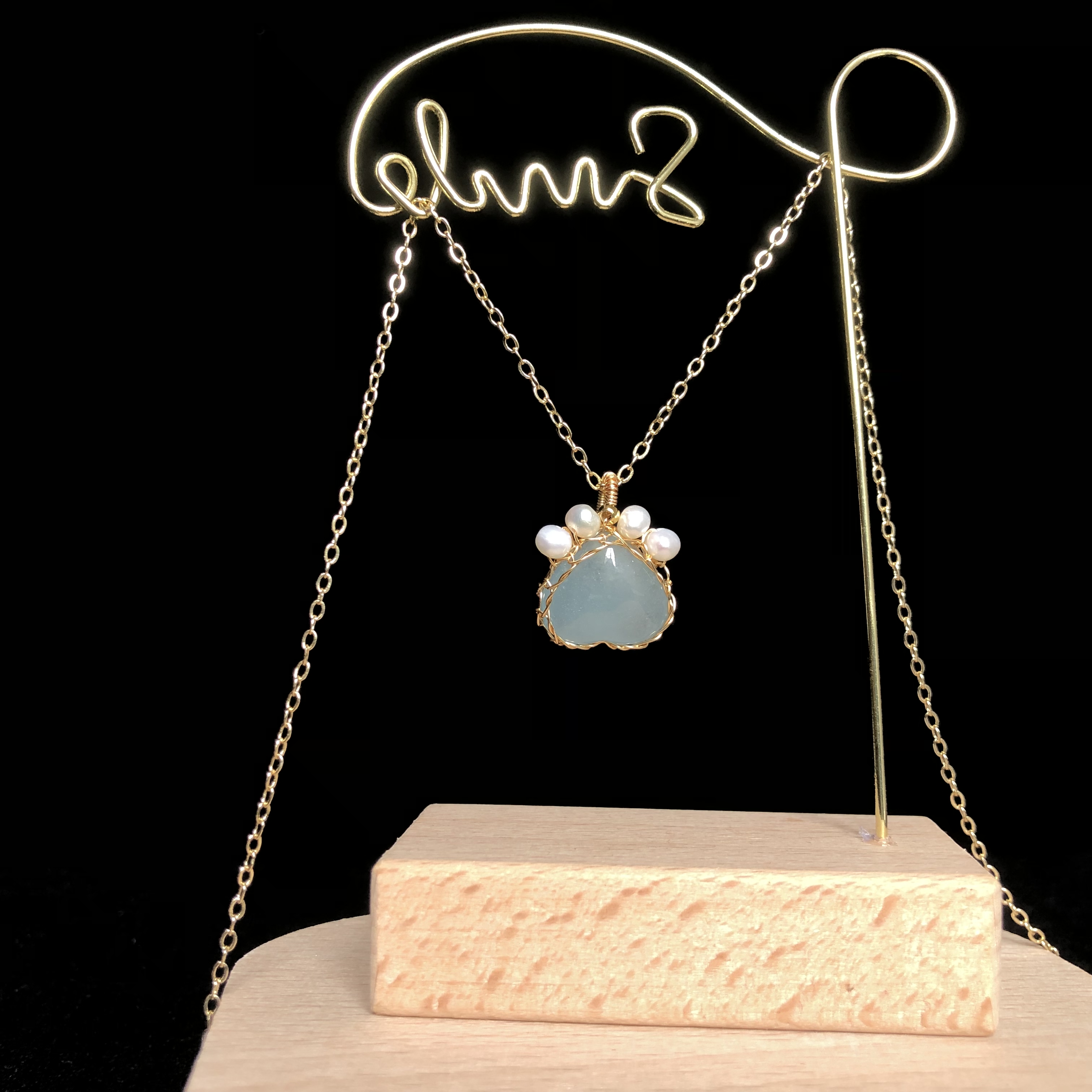 Aquamarine Cat Claw Necklace-likayjewel